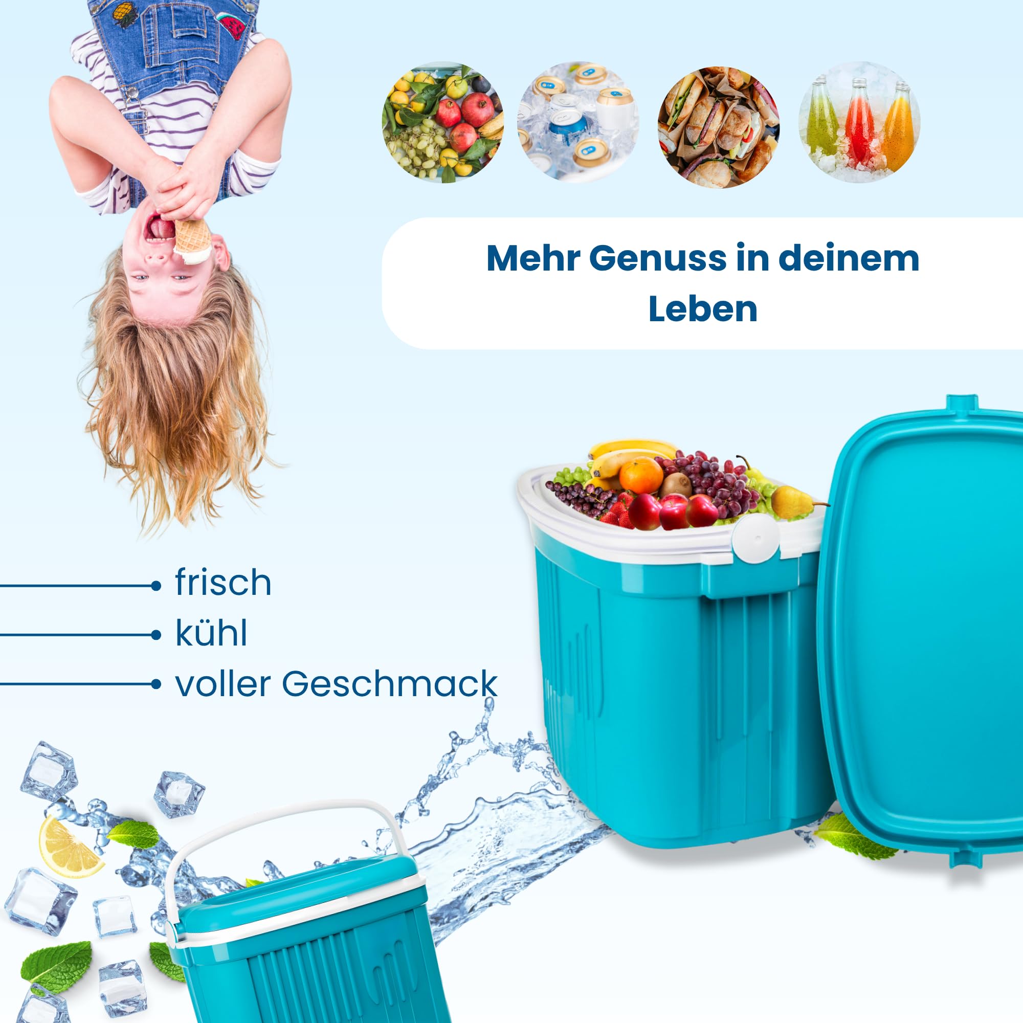 Kühlbox Passiv 42L – Große Isolierbox & Thermobox für Camping, Picknick & Festivals, Ohne Strom, mit starker PU-Isolierung, Outdoor Kühltasche für unterwegs – Kamai Coolbox