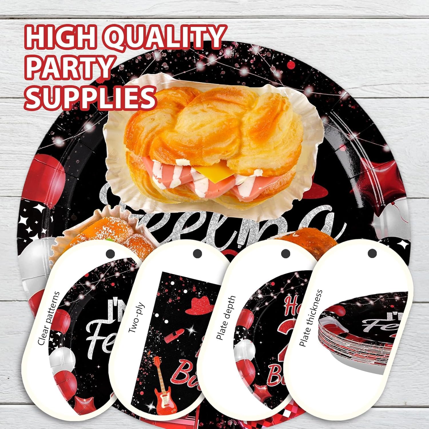 96Pcs Black Red 22nd Birthday Decorations - Black and Red Plates and Napkins Happy Birthday Party Disposable Tableware for Boys Girls 22 Year Old Party Graduation Decorations 2026 Serves 24