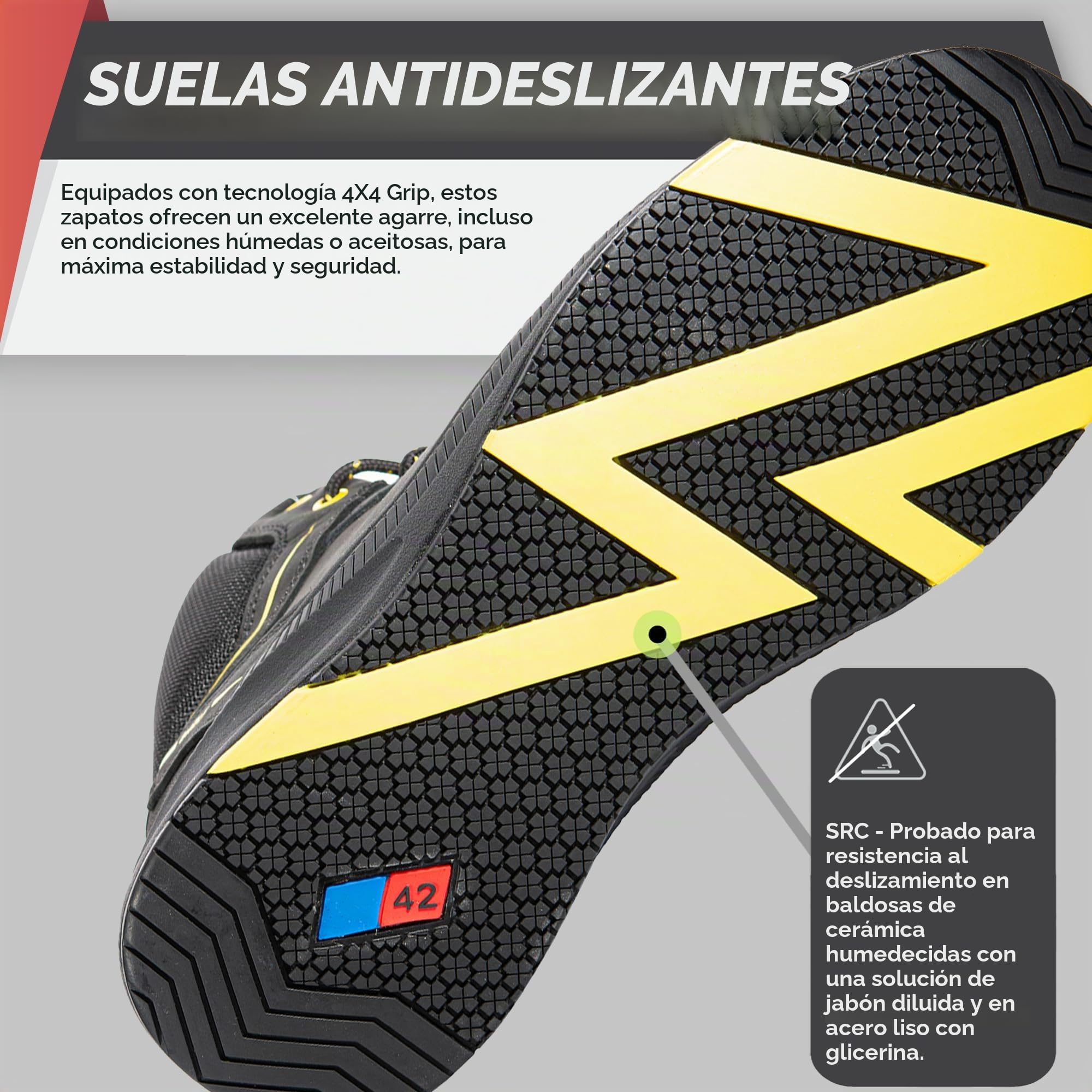BWOLF Phoenix S3 - Zapatos de trabajo para hombre S3 de alta seguridad, impermeables, antideslizantes, 4 x 4 Grip Tech, suela Ergo