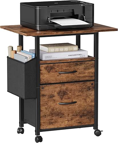 GYIIYUO 2 Drawer File Cabinet with 24'' Extended Desktop, Mobile