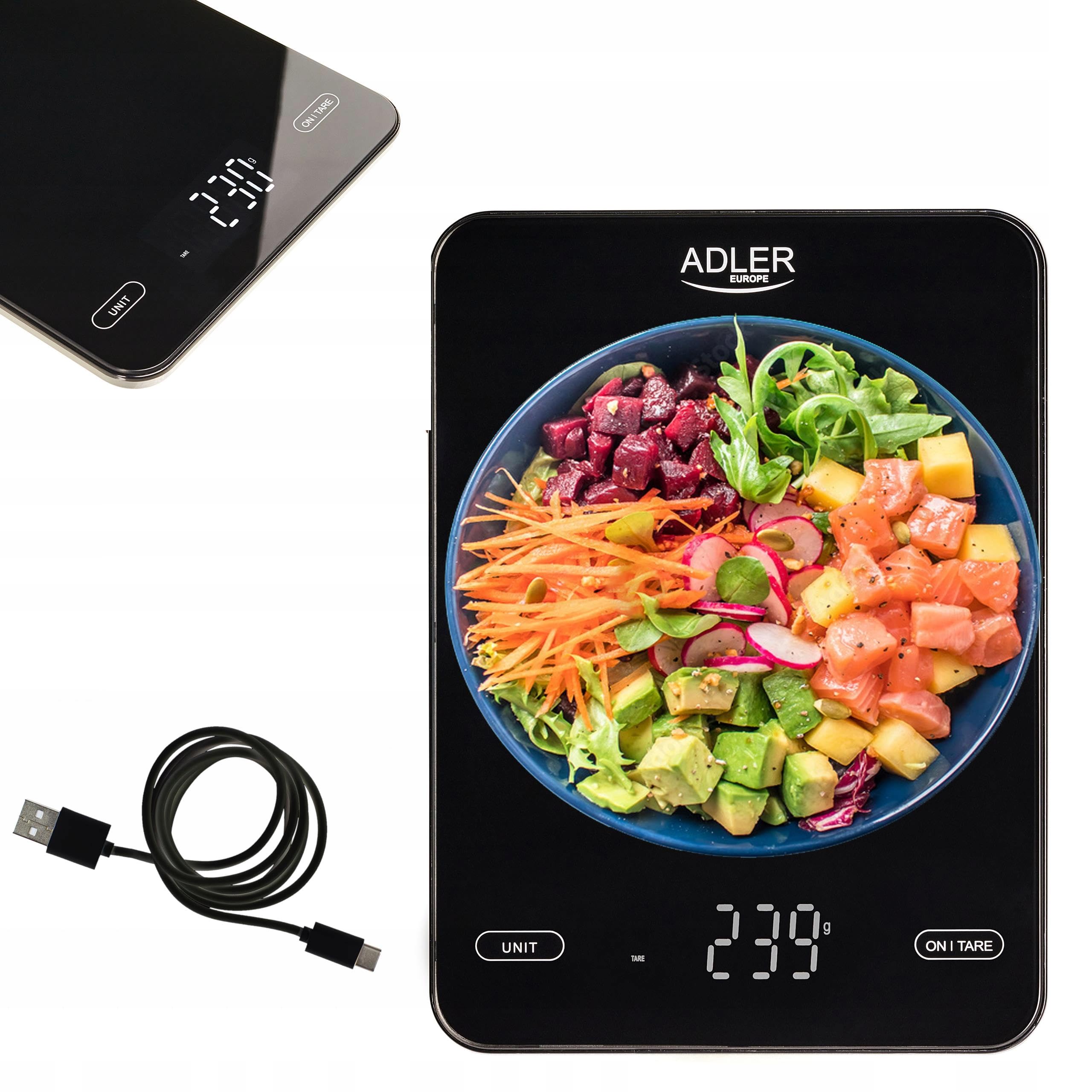 AD 3177 black Waga kuchenna 10kg ładowana przez USB