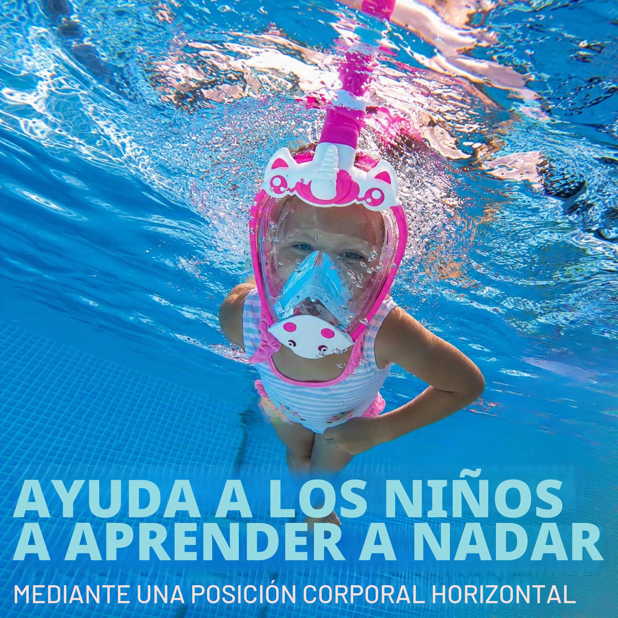 Khroom - Máscara de Snorkel de CO2 para niños a Partir de 3 años | Probado * por TÜV Rheinland | Máscara Integral para Snorkel – Unicornio Seaview | Máscara de Buceo Integral