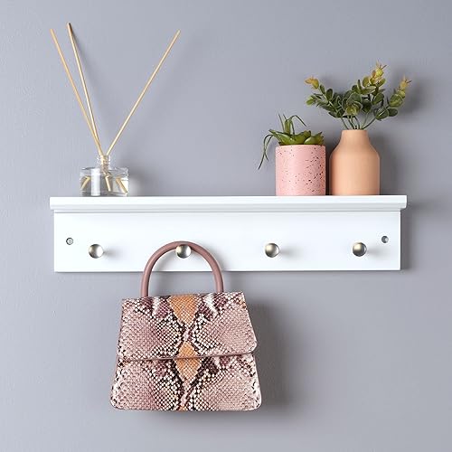 Miniatura 5 de MELANNCO Estante de pared con ganchos para abrigos, para entrada, baño, dormitorio, cuarto de servicio, armario, oficina, garaje, cada gancho