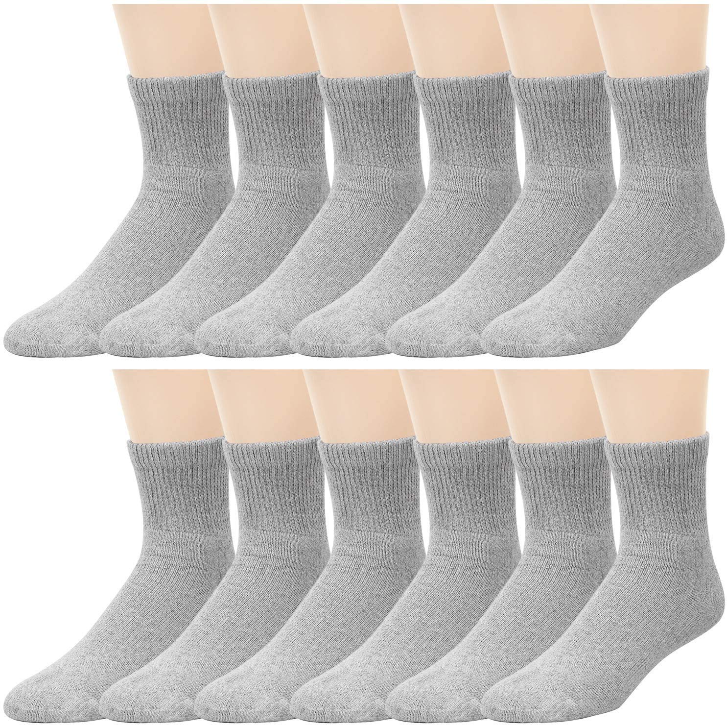 Falari Lot de 12 paires de chaussettes pour diabétiques approuvées par les médecins - Non contraignantes - Coupe ample