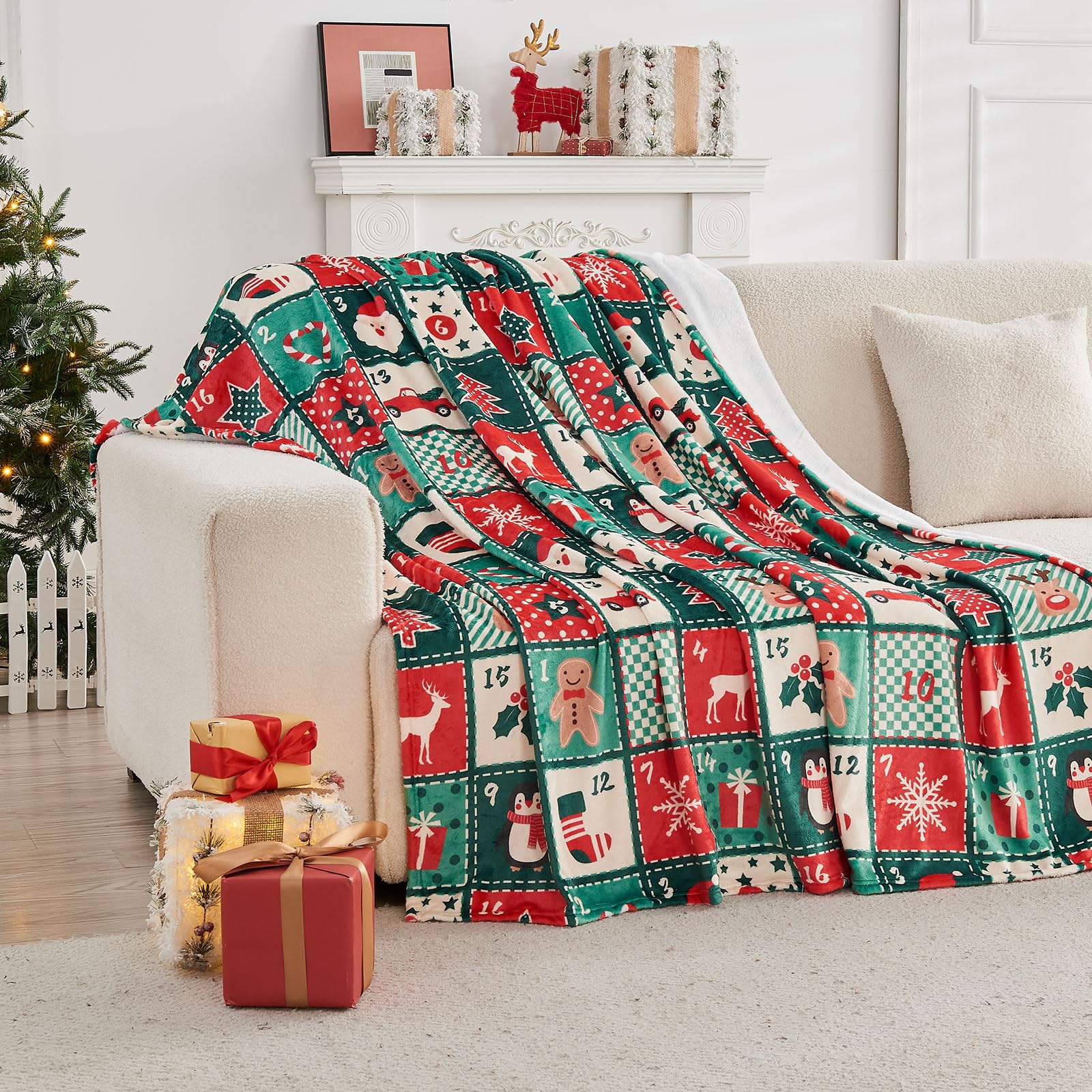 Gogreen Cozy Blanket Printed Throw Christmas Collection Blanket - 300 GSM Fleece Throw Size Blanket for Home Decoration, Ultra Soft Microfiber Throw Blanket (Throw - 50" x 60")