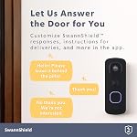 Swann EVO Video Doorbell: HD Video, Wired or Wire-Free, 140° Head-to-Toe View, Advanced Person/Sound/Motion Detection, Live View, Night Vision, 2-Way Talk, Local/Cloud Storage, Weatherproof, w/Chime.