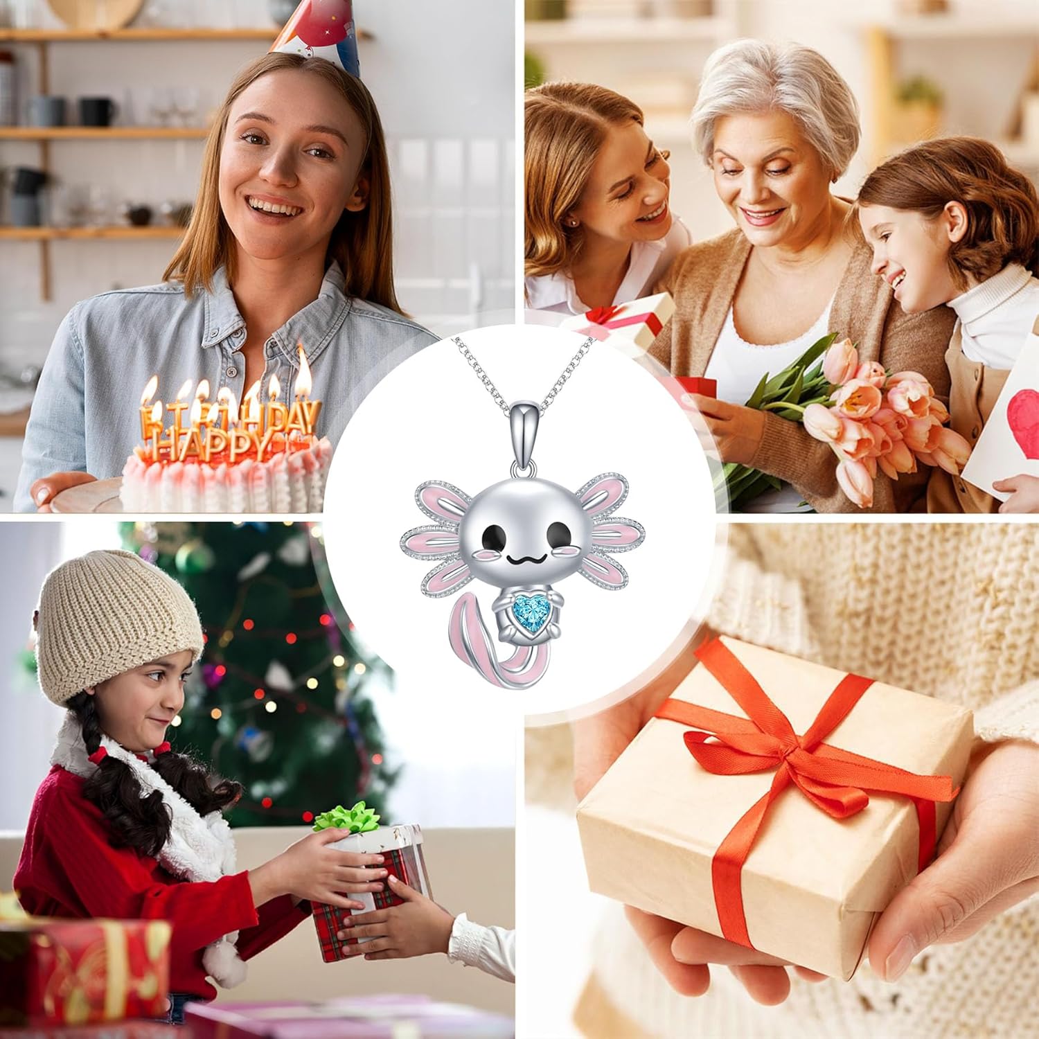 Birthstone Axolotl Necklace Animal Pendant Necklace for Women Axolotl Birthday Gifts for Axolotl Lovers Valentine's Day Gift - Image 5