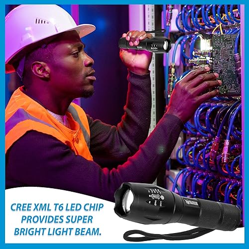 Miniatura 4 de Linterna Vital Tac, Elite Tac Vitaltac Modelo 2025 Modelo Militar Táctica USA Batería LED Alta Lúmenes Grado Militar 2000 Lúmenes 5 Modos Zoom, SOS,