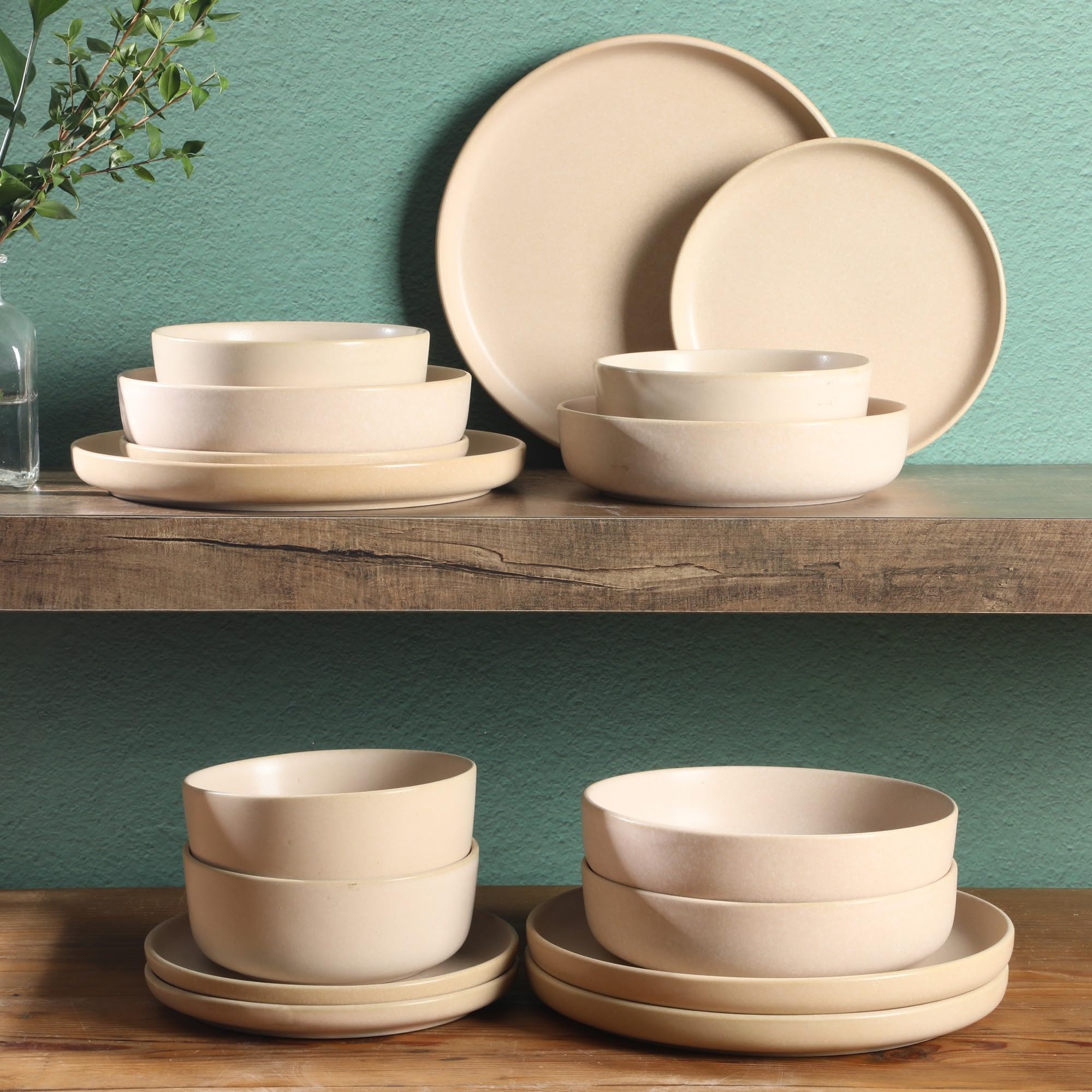 Gibson Soho Lounge Square Dinnerware Set – 16-Piece Stoneware, Service For 4, Reactive Glaze