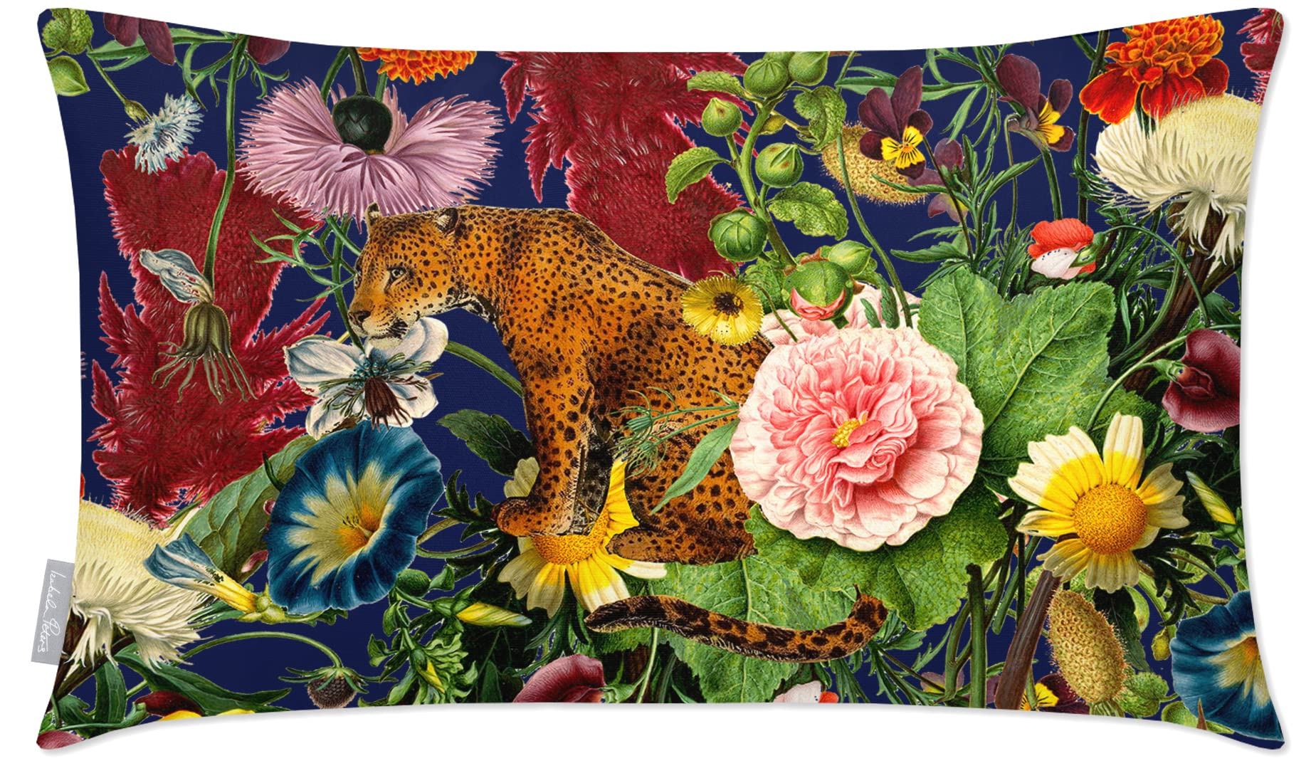 Izabela Peters Outdoor Cushions Waterproof, 55 x 35 cm, Filled Outdoor Cushion, Junglescape - Midnight, Garden Furniture Cushions, Outdoor Seat Cushions, Garden Chair Cushions