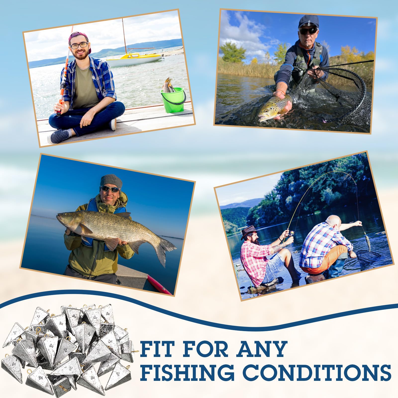 36 piezas de pesas de pesca piramidales de 113.4 g, plomos de pesca de agua salada, plomos piramidales, aparejos de pesca, aparejos de pesca de surf, fundición de pesca