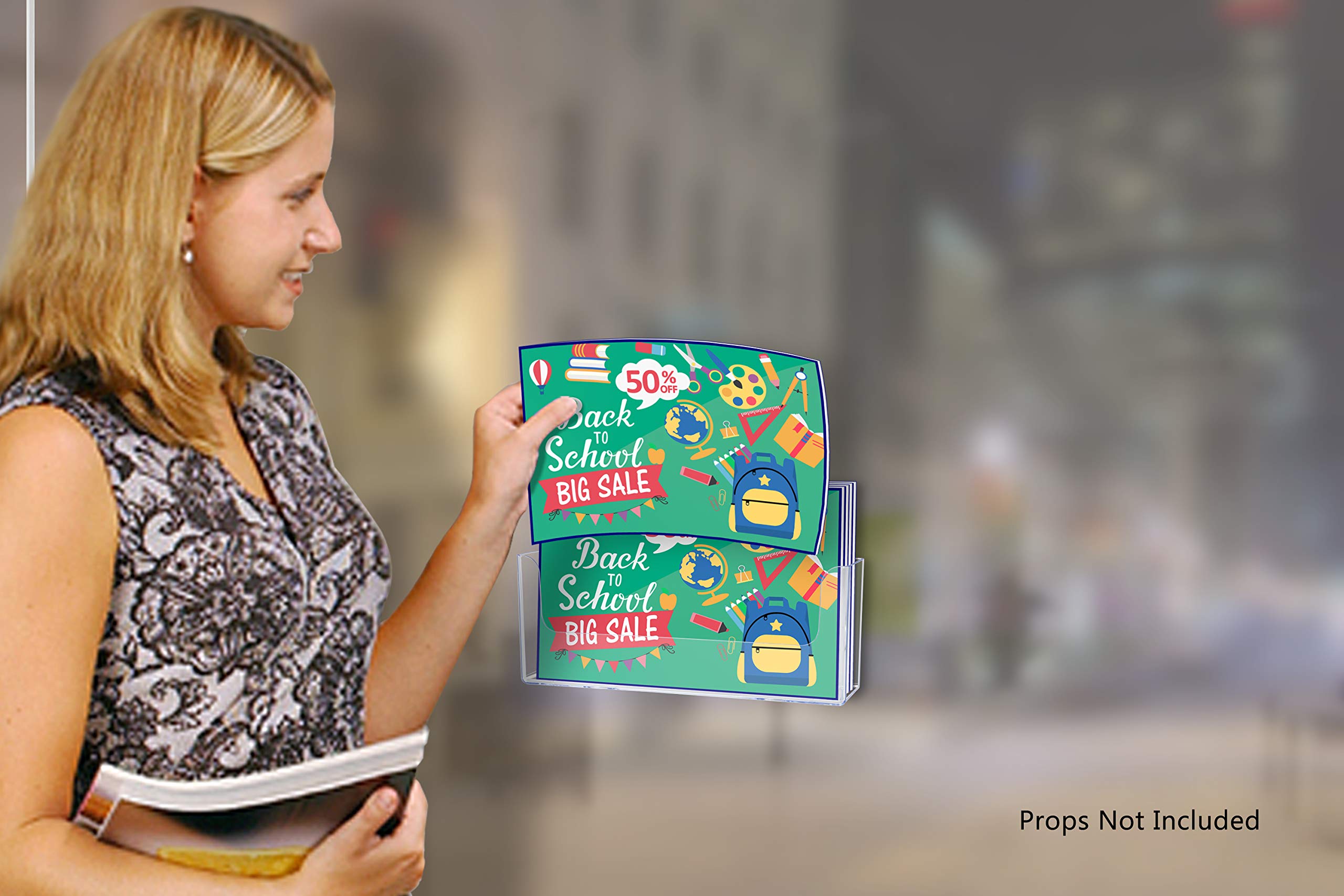 Marketing Holders Suction Cup Brochure Holder 8.5 Inch Wide Literature Display for Windows or Glass Walls Clear Acrylic Printed Material Document Booklet Pocket Rack