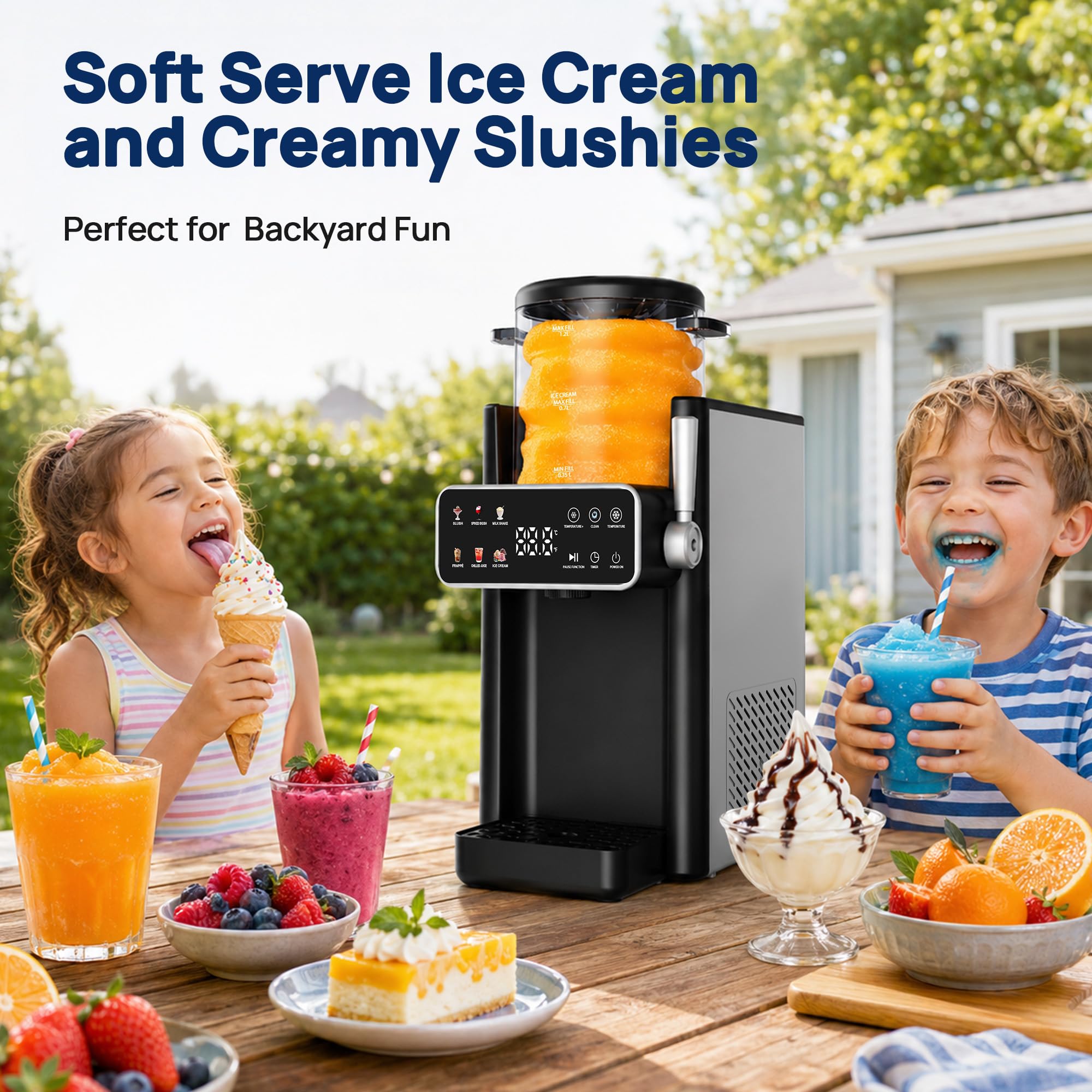 Slush Maschine, Slushie maschine mit 12-Stunden-Vorwahltimer für Heimgebrauch Slush, Frappé, Milchshake & Margaritas, kein Eis Erforderlich,1 Pack, 6 Voreinstellungen