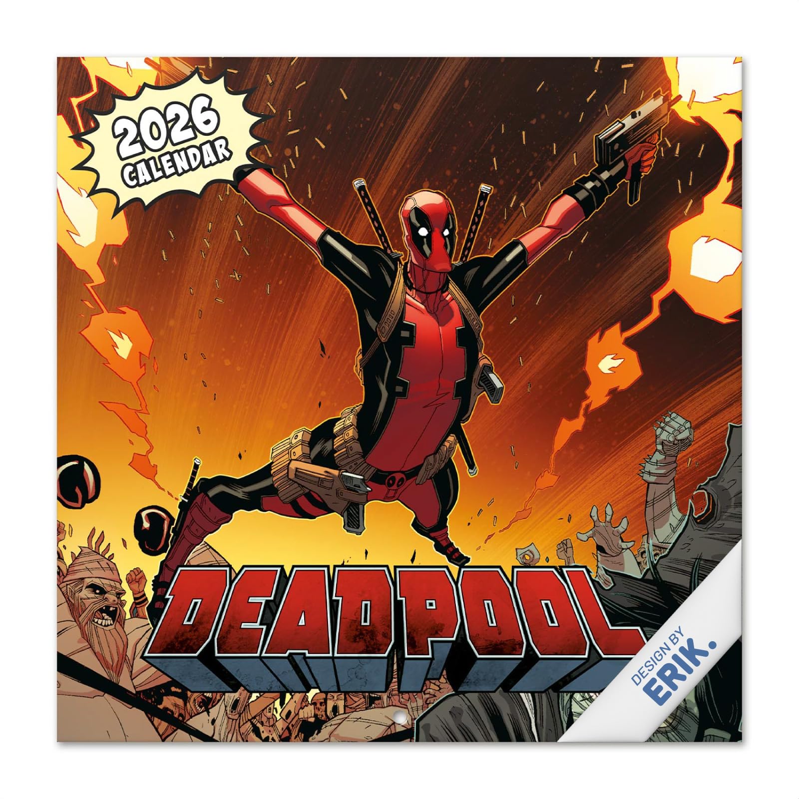 Grupo Erik Wall Calendar 2026 - Marvel Deadpool Calendar 2026 | Square 30 x 30 cm - 12 x 12 inches Wall Planner, Family Planner Month To View | Deadpool Gifts, Marvel Gifts For Friends