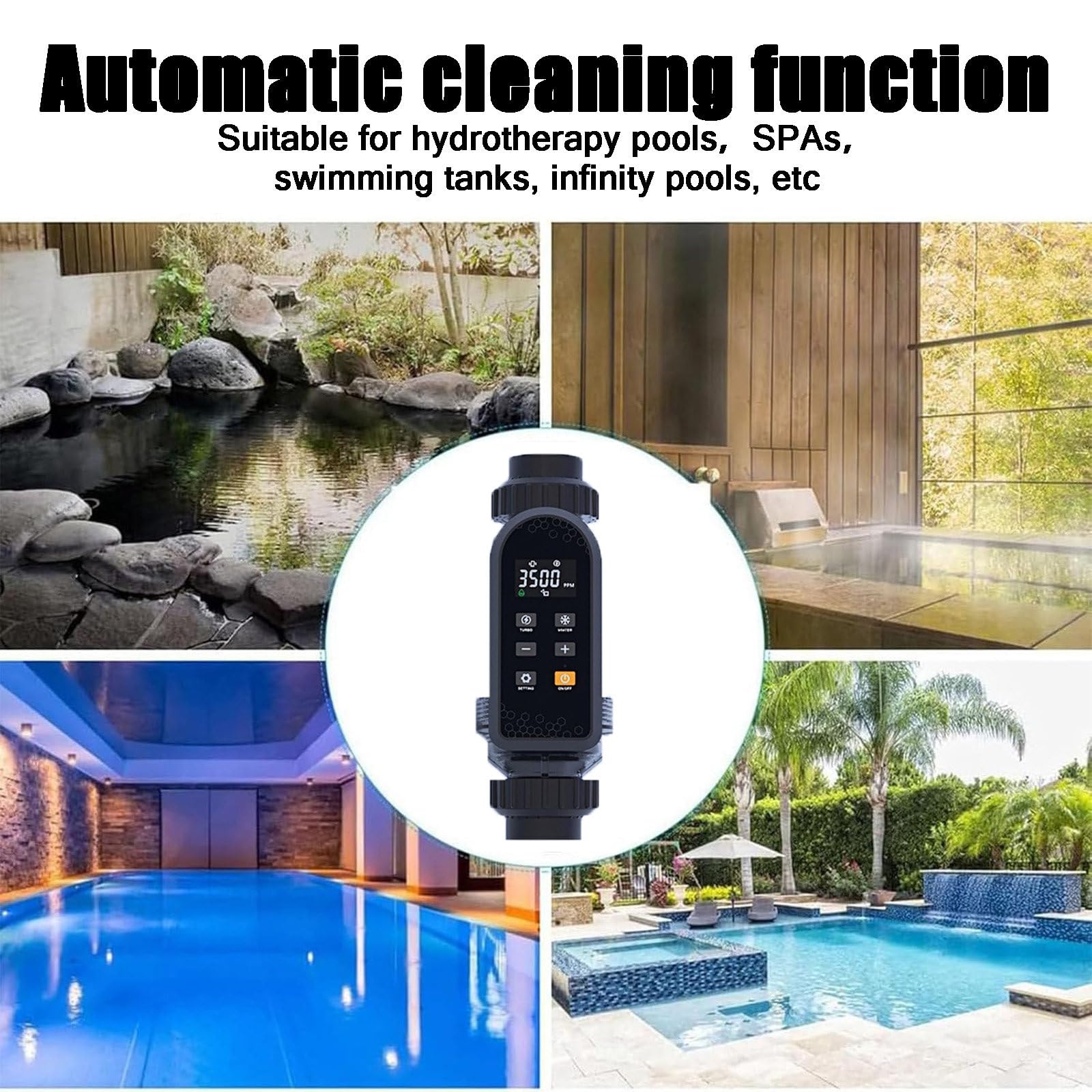 Système Intelligent d'Électrolyse Au Sel pour Piscines, Télécommande Par Application En Option, Système De Génération De Sel avec Écran Numérique,withAPPcontrol-25g/h(15K~30K)