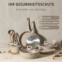 CAROTE 11 Részes Gránit Edénykészlet Tapadásmentes Indukciós Serpenyők 24/28cm Fazék Lábas Üvegtető Barna 5