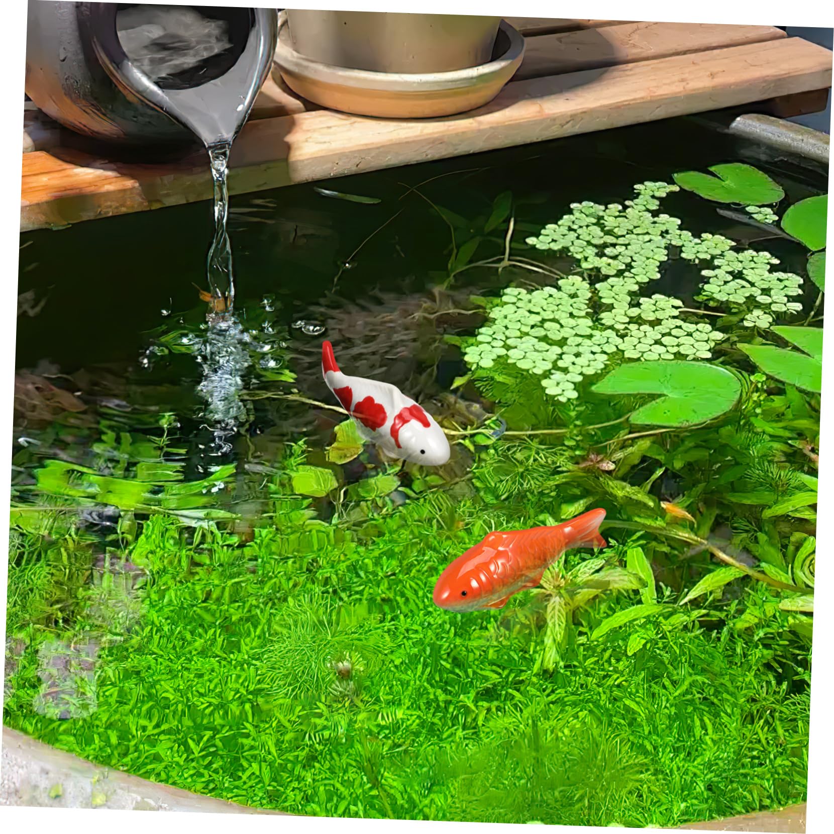 HEMOTON 10 Set Ornamenti di Pesce Sottomarino Roccioso Dell'acquario Assortito Mestiere Decorazione di Pesci Galleggianti per La Casa Acqua Dolce Pescare Oh Ceramica Arancia 2 Pezzi*10