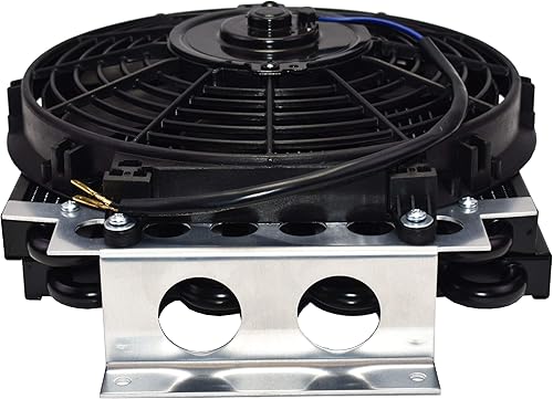 Miniatura 7 de A-Team Performance - Enfriador de aceite de 5" con ventilador eléctrico de 10" y ajuste de 38" 48" L - Kit de manguera