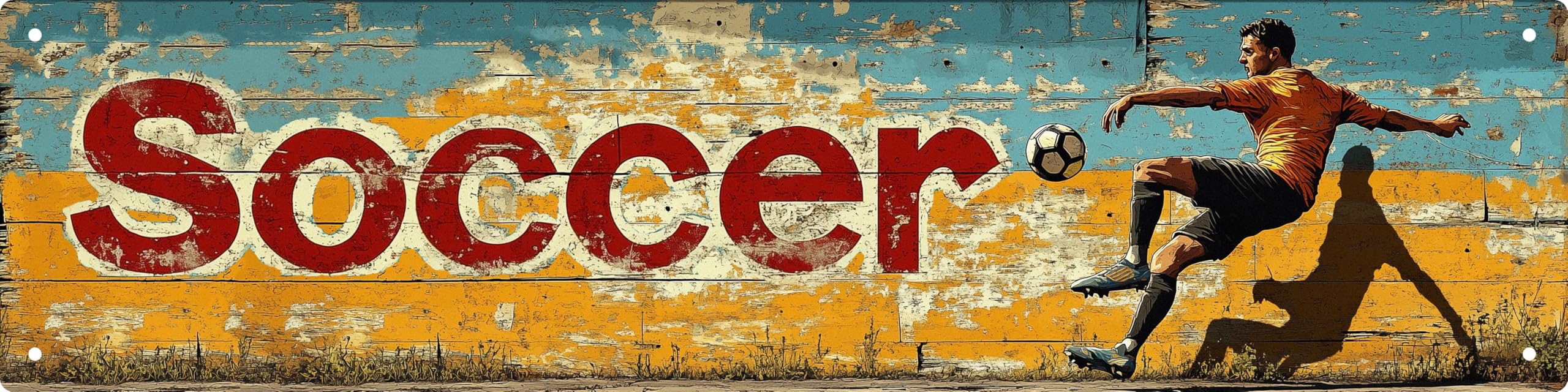 Soccer Decor Signs For Boys Room Metal Tin Sign Man Cave Novel Wall Decor Art Sports Enthusiast Fans Gift Soccer Theme Party Decorations Poster 4x16