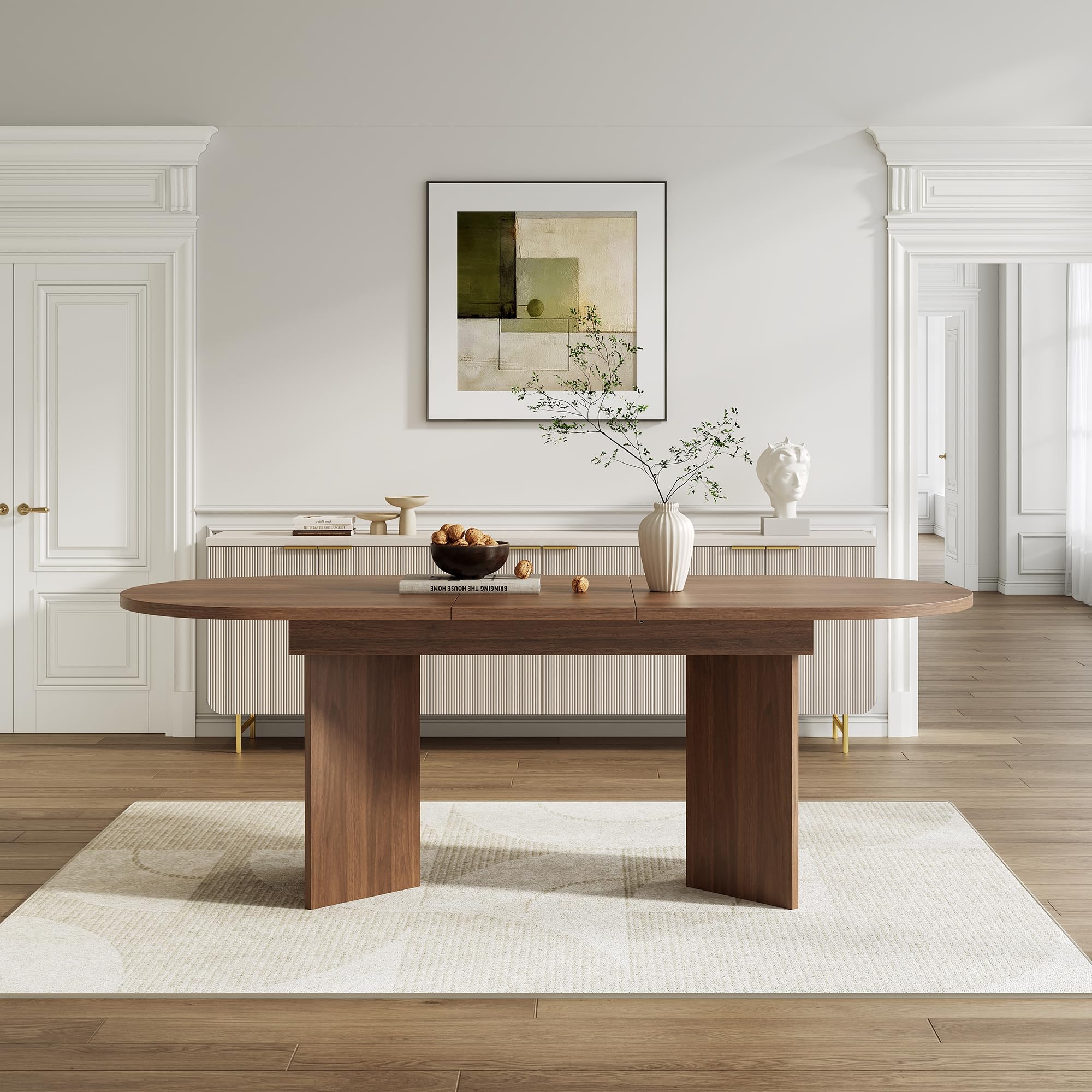 Table à manger extensible 120/160 x 80 cm, table à manger extensible pour 4-6 personnes, table de cuisine rectangulaire avec coins arrondis et plateau de 18 mm (noyer, 120/160 x 80 cm)