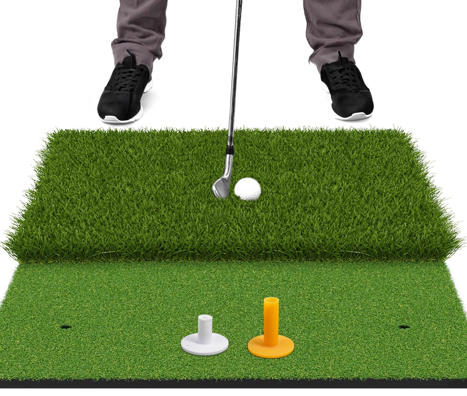 SAPLIZE Enhanced Heavy-Duty Golf Hitting Mat, Two Options(2ft x 2ft or 23" x 16") Foldable 2-in-1 Golf Practice Mat, Perfect for Indoor & Outdoor Swing and Chipping