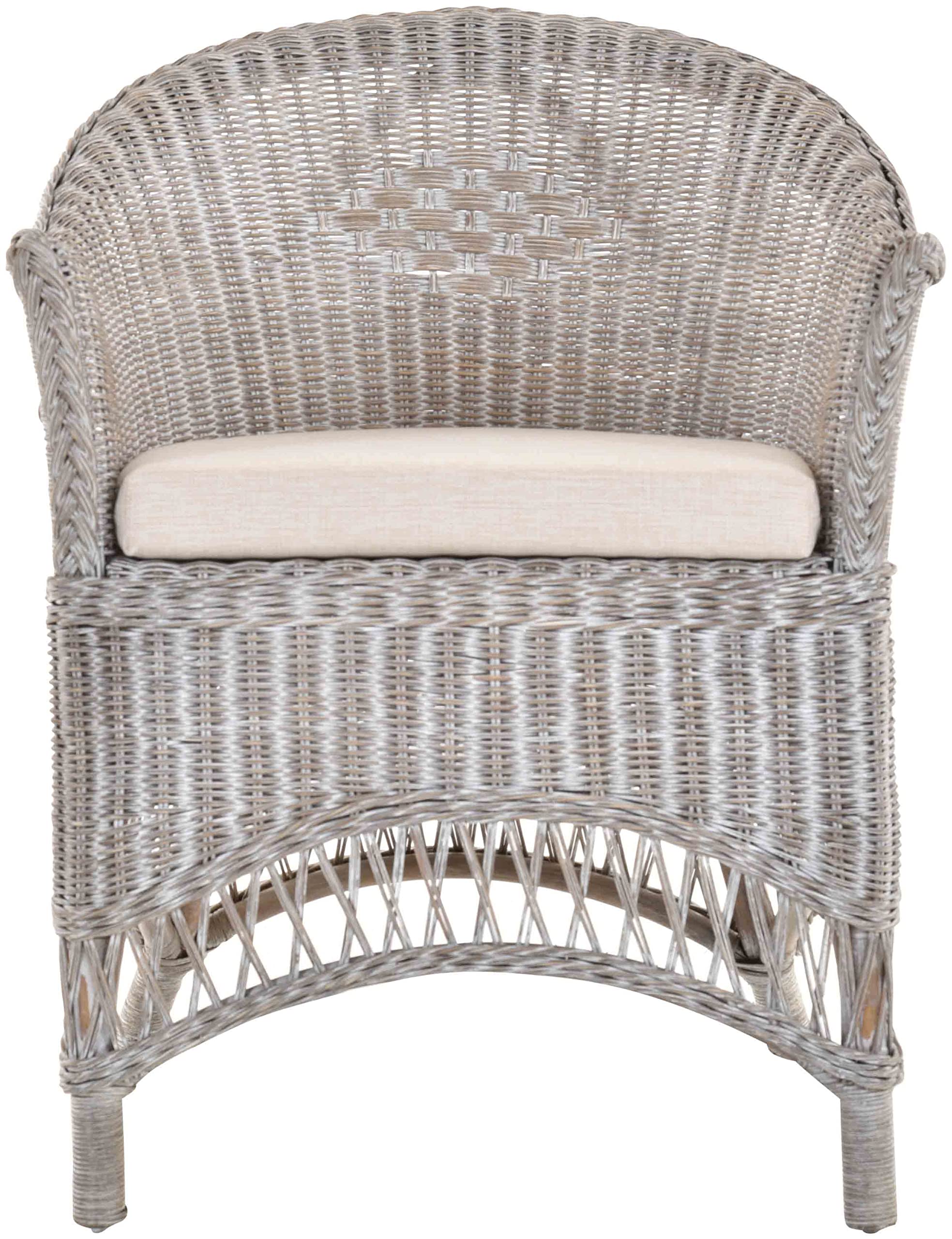 korb.outlet Rattansessel Landhaus Flechtsessel aus Natur-Rattan Rattan Sessel Korbsessel Wintergarten (Royal Grau, mit Polster)