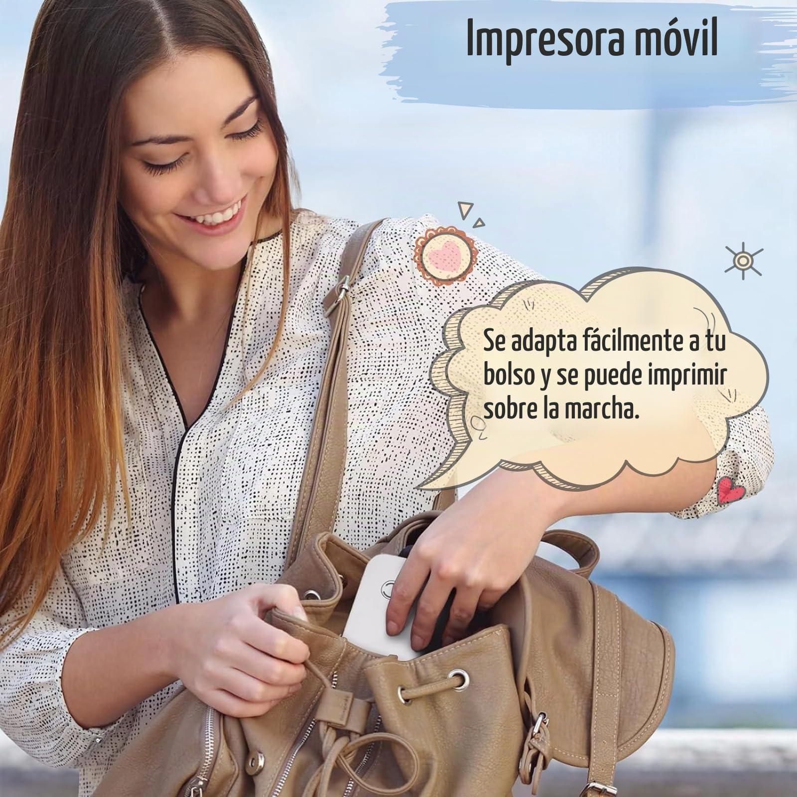 Impresora sin Tinta, Impresora Inalámbrica Portátil A4 de 200 Ppp, Impresora Térmica Bluetooth Móvil de 10 Mm/S, Impresoras Portátiles Inalámbricas para Viajes, Compatible con
