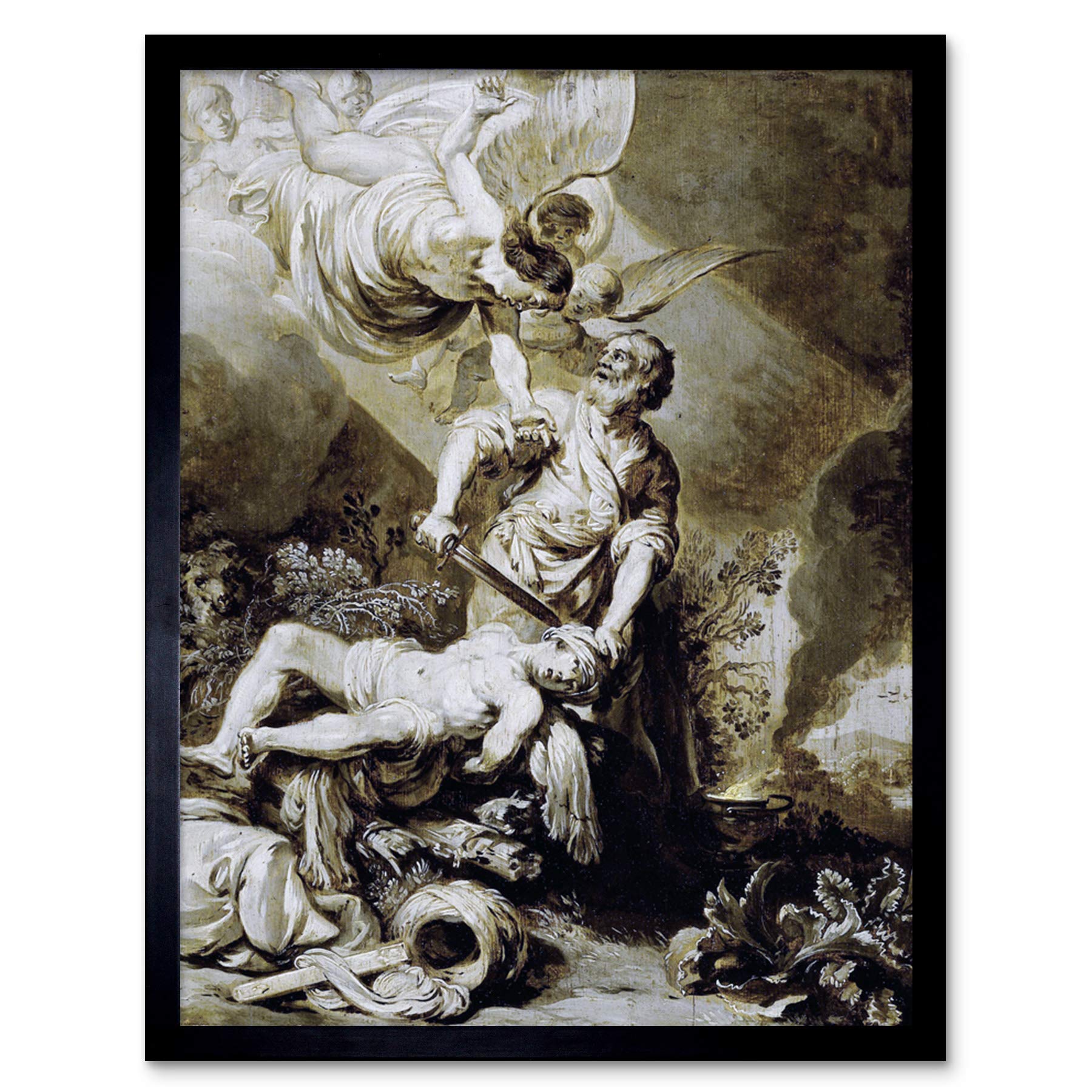 Artery8 Pieter Lastman Sacrifice Of Abraham Painting Art Print Framed Poster Wall Decor 12x16 inch