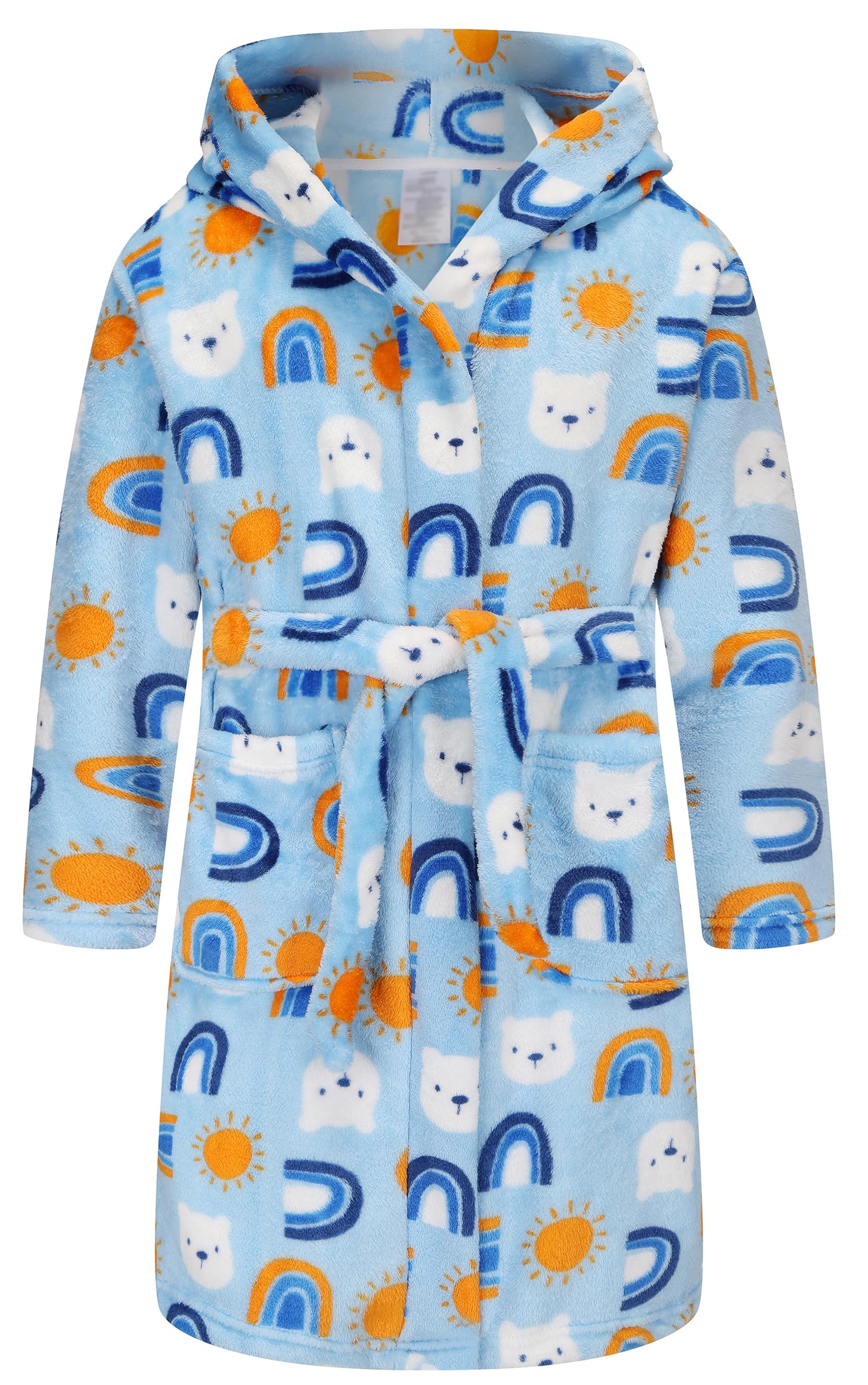Kids Hooded Bathrobe Girls Soft Plush Hooded Flannel Pajamas Sleepwear Boys Spa Robe