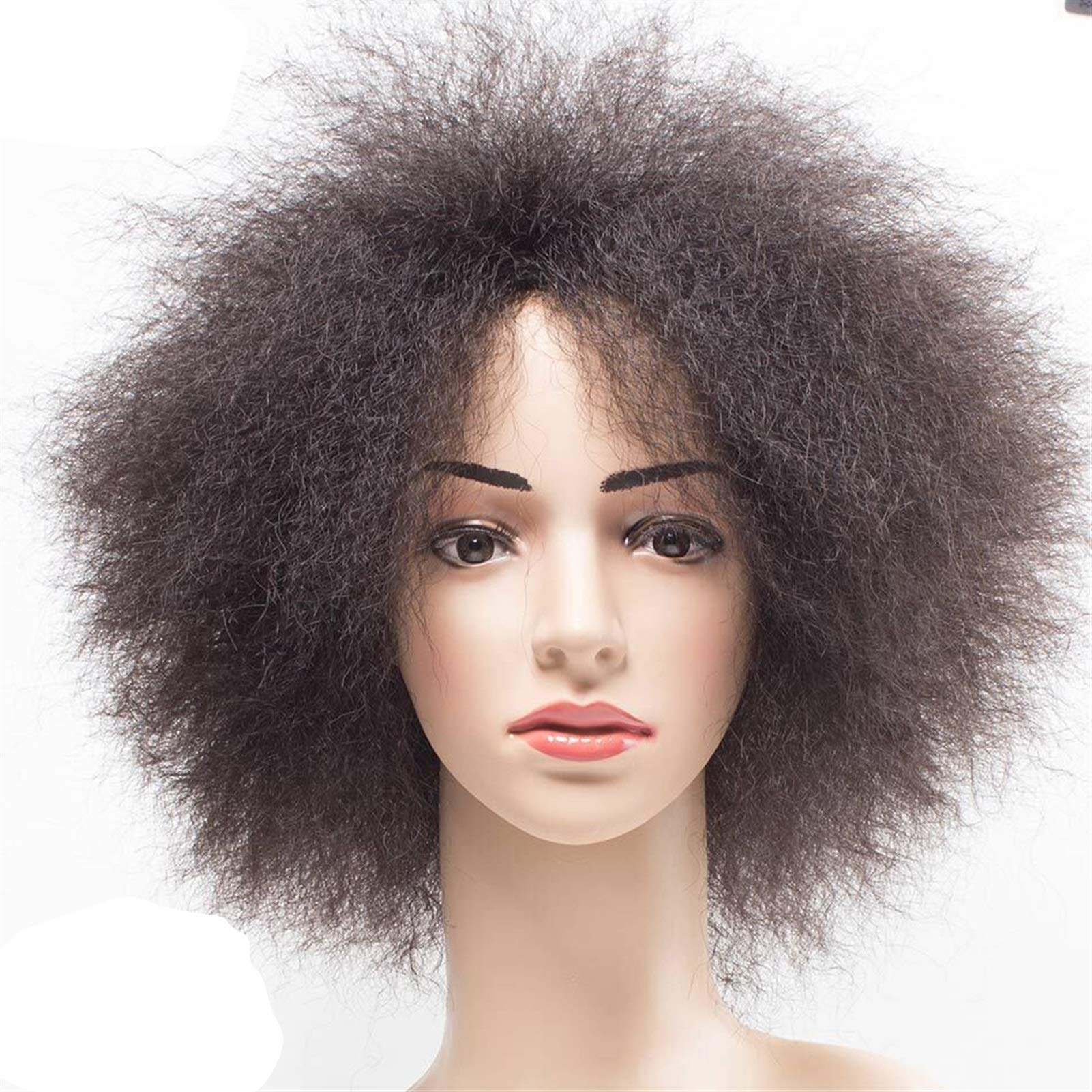 Damskie peruki z włosami afro perwersyjna prosta peruka afrykańska krótka peruka dla kobiet wysoka temperatura włókna Cosplay syntetyczna peruka Beauty Ladieshair (kolor: 1, rozmiar: 20 cali)