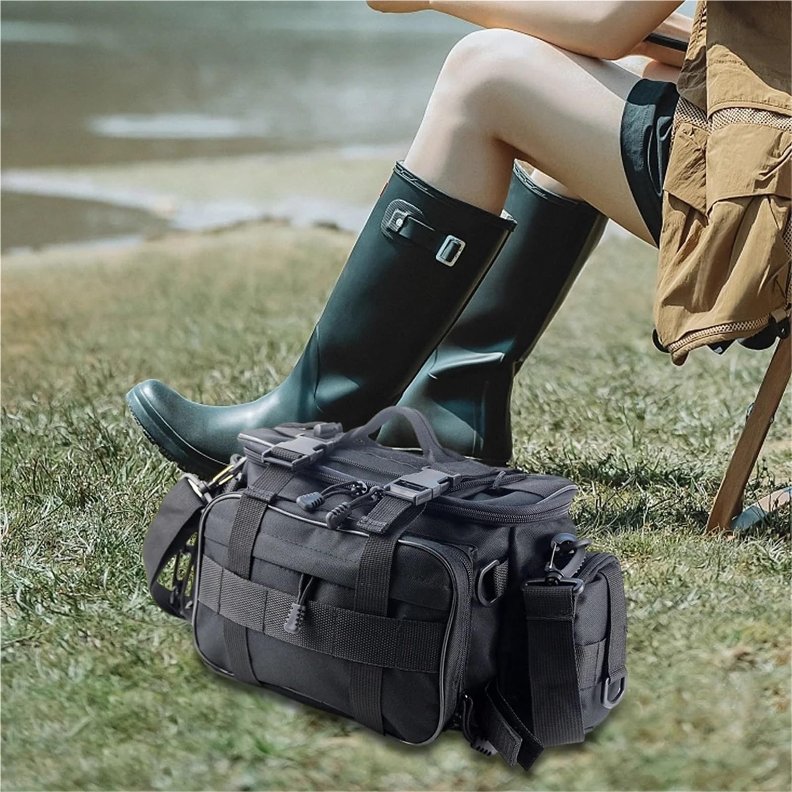 Torba wędkarska, pudełka na przybory wędkarskie, Torba wędkarska na ramię, wielokolorowa, do połowu karpi(Green Camo B)