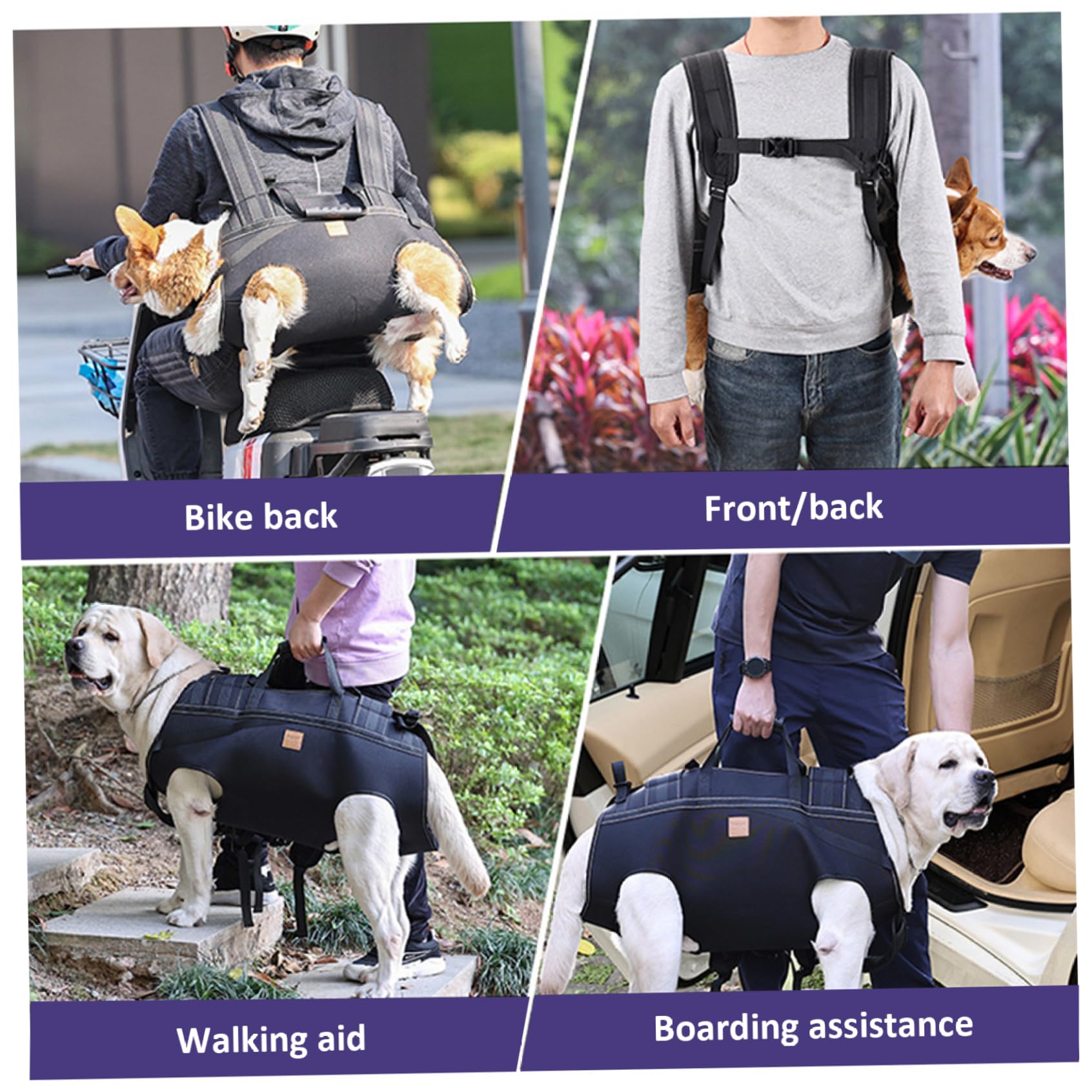 Hunde-Rucksackgeschirr für große Hunde, Ganzkörper-Hundegeschirr mit Griff, sicher und stabil, einfaches Gehen für schwache Hinterbeine, hilft älteren, verletzten, behinderten Hunden, 2XL