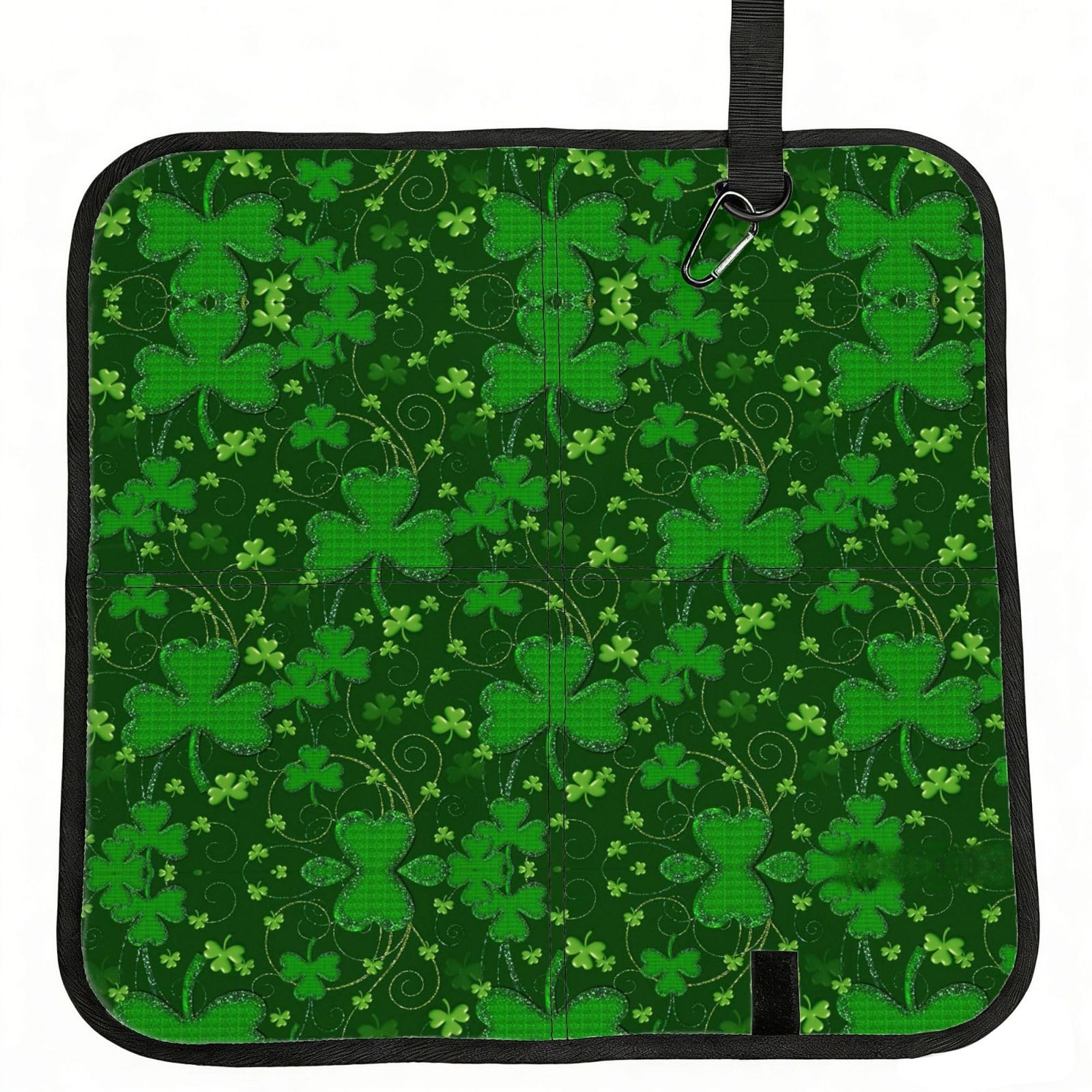 VCzsdff Background St Patrick'S Day Glitter Print Portable Seat Cushion Folding Bleacher Pad Compact Picnic Sitting Mat Polyester 40cm