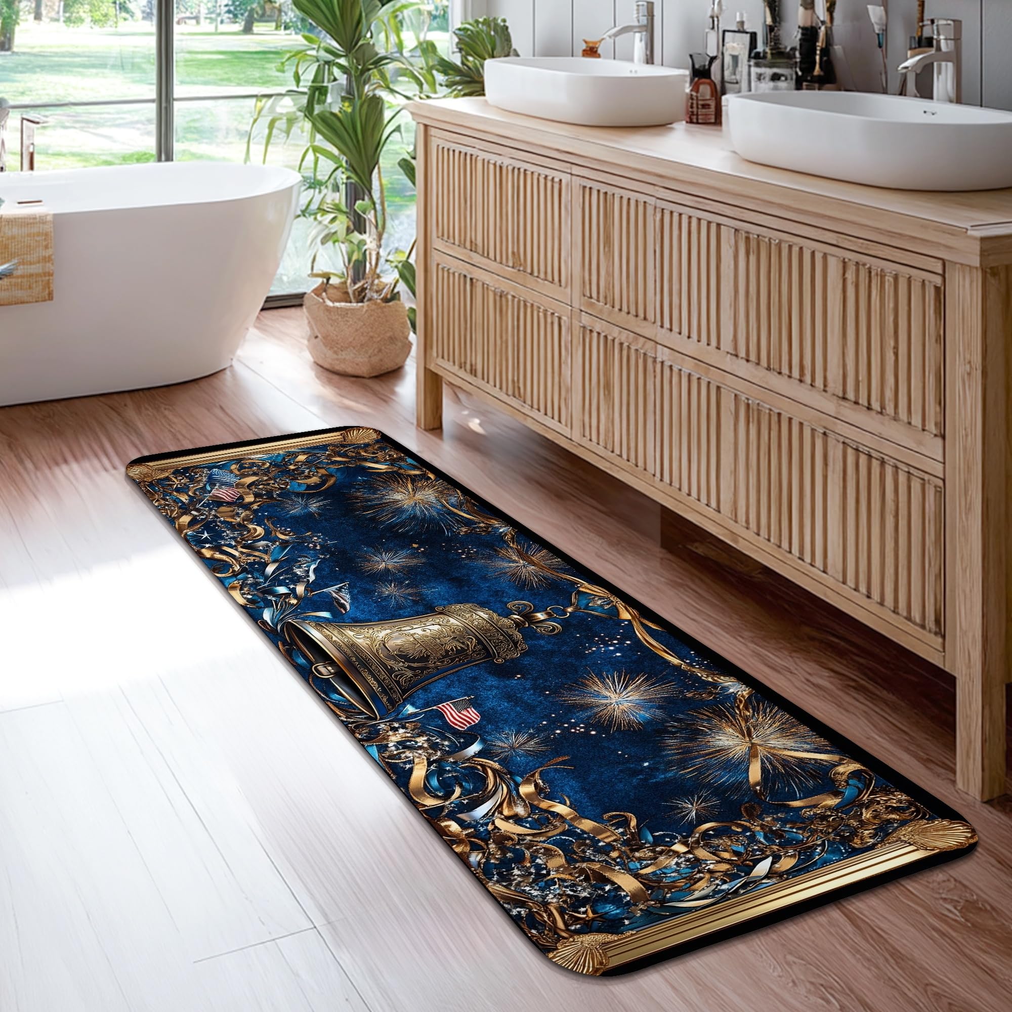 Tapis de couloir bleu marine pour protéger le sol de la cuisine et de l'entrée