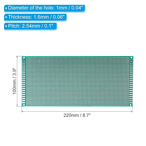 Miniatura 2 de PATIKIL Placa PCB de doble cara de 8.7 x 3.9 in, 4 piezas de 0.063 in de grosor, placa de circuito PCB FR-4 Perfboard para experimentos electrónicos