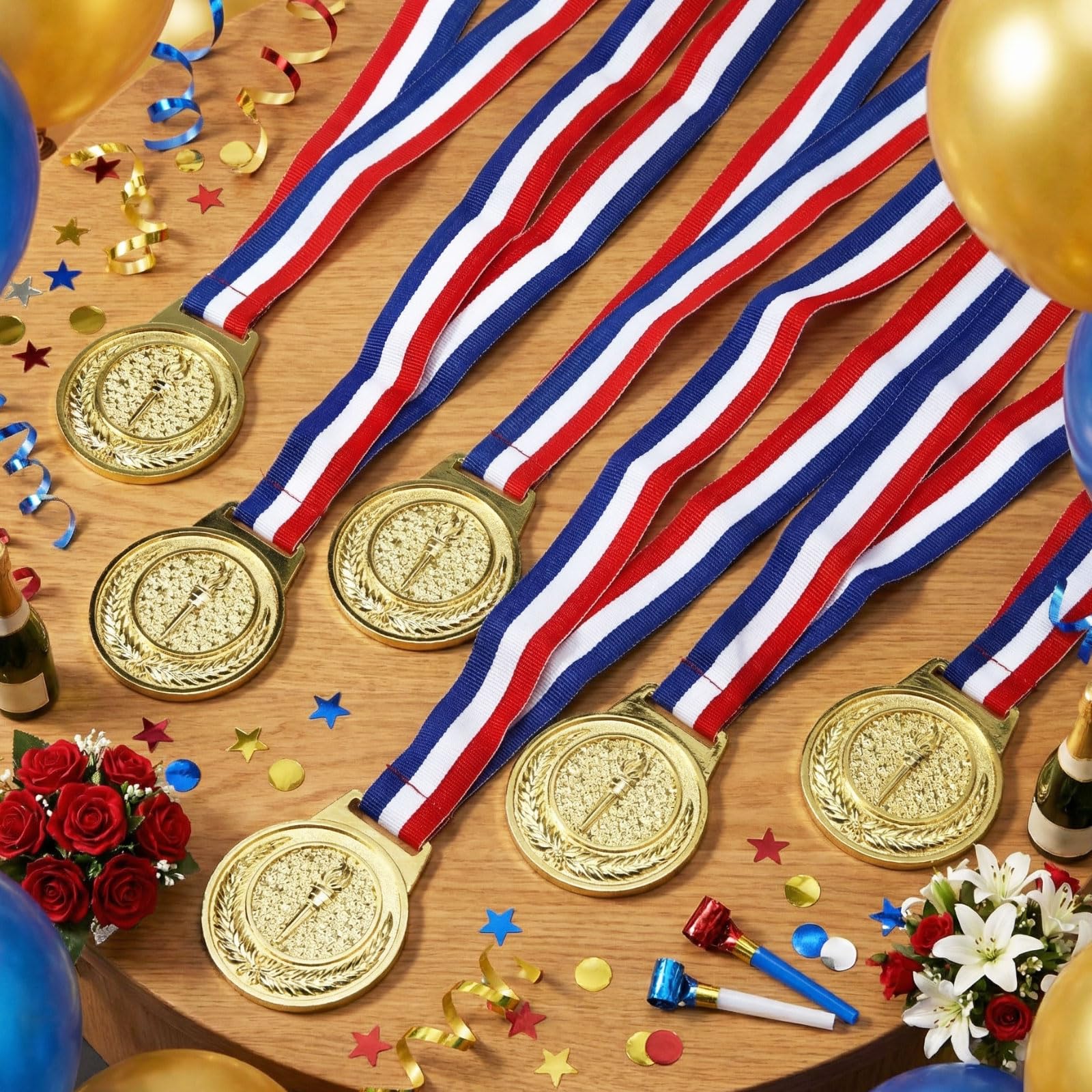 Quelay Medaglie del premio dell'oro 2 pollici del premio del primo posto del metallo del vincitore del metallo con i premi dei nastri del collo per le competizioni di partecipazione per il calcio