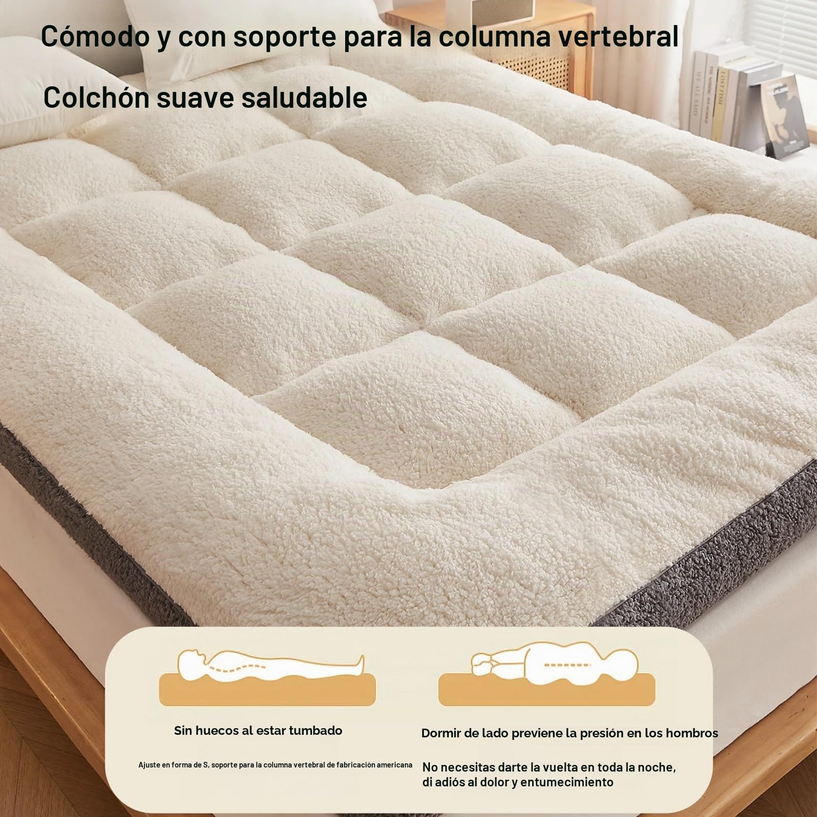 NEPHRA Futon Japones Plegable, Enrollable y Portátil, Grosor 5 cm, Material Poliéster y Felpa Polar, para Camas Individuales, Matrimoniales y King(Gray,90 x 200 cm)