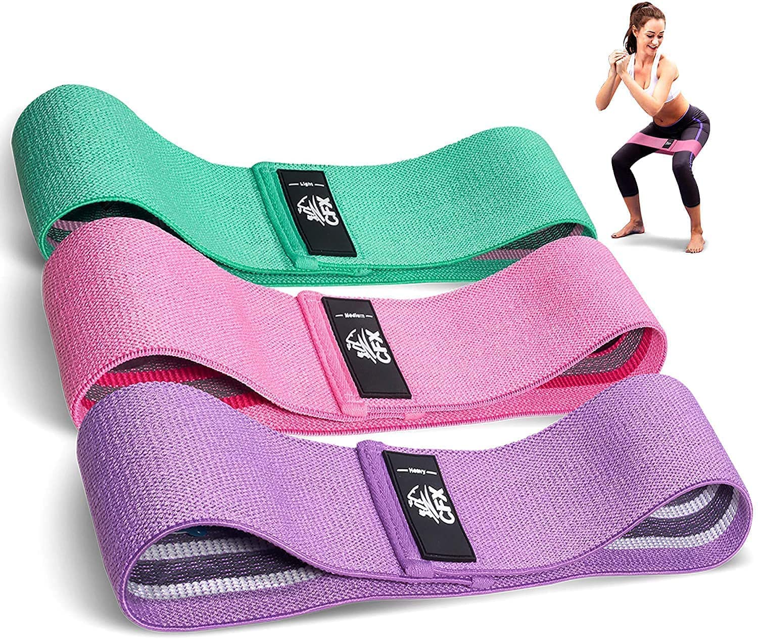 TONSYL Fabric Resistance Loop Bands for Exercise,3 Pack Non-Slip Workout Fitness Resistance Bands for Men and Women and Workout Non Slip Hip Booty Bands for Squats, Action Guide &Carry Bag (B09R4NK5S8) Amazon Price History, Amazon Price Tracker