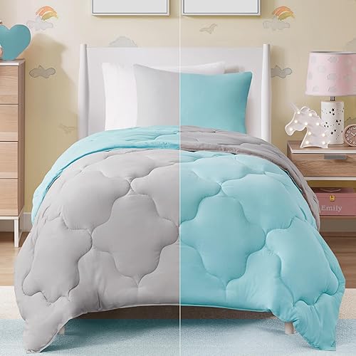 Comfort Spaces Juego de edredón tamaño individual, edredón reversible elegante de cuadrilófilo, para todas las estaciones, juego de ropa de cama de