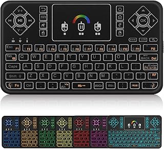 Mini Wireless Keyboard,Q9 Mini Keyboard with Touchpad,Colorful Backlit Small Wireless Keyboard,Mini Rechargeable Handheld Remote Keyboard for PC,Raspberry Pi 4, Android TV Box,KODI,Windows 8 10 11