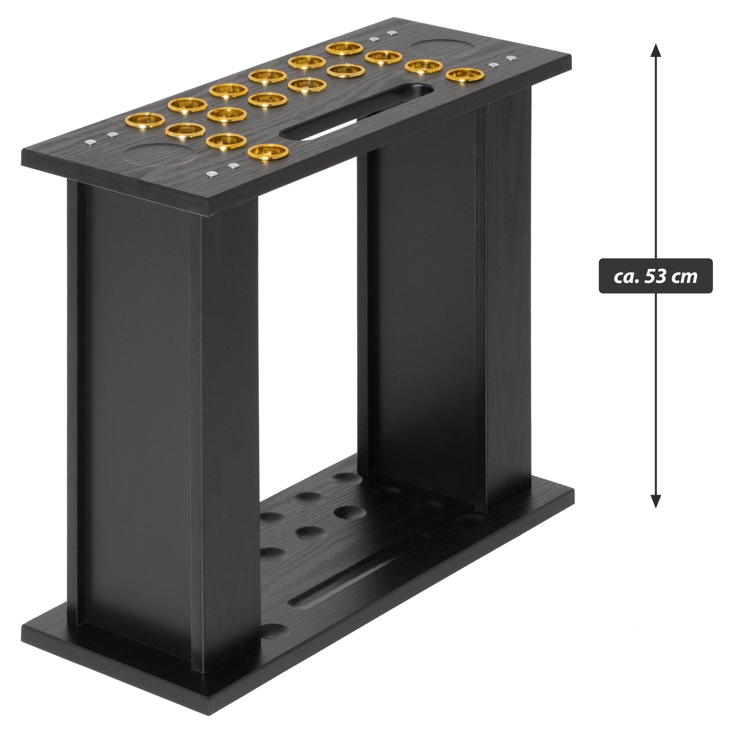 Nexos Trading Queueständer für 16 Cues Dreieck Billard Zubehör Snooker 60x55x25 cm Holz schwarz Billardqueue Halterung