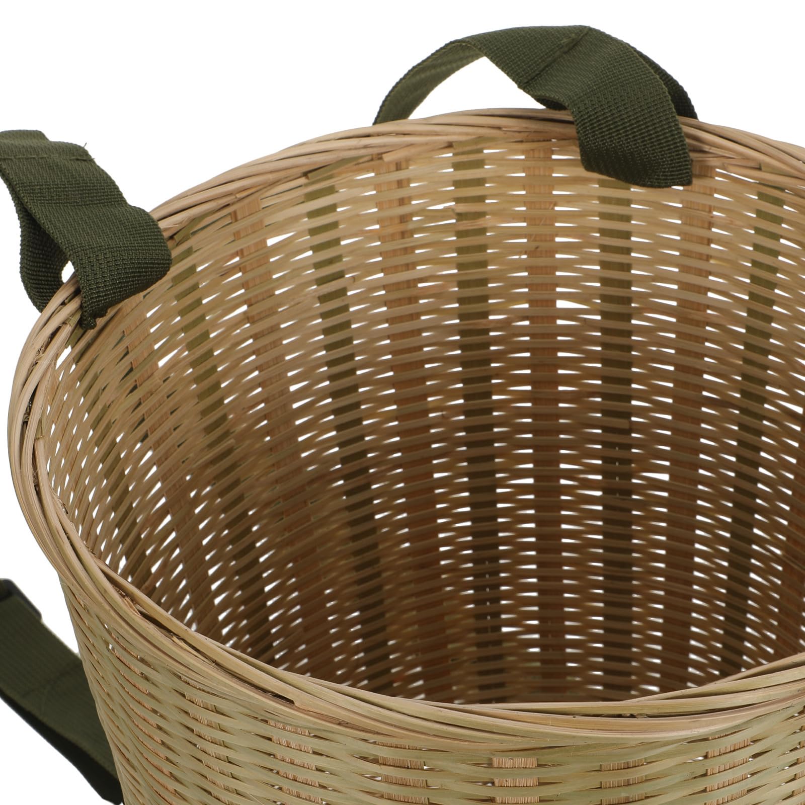 Cesta de Picnic Tejida de Bambú Redonda con Doble Correa