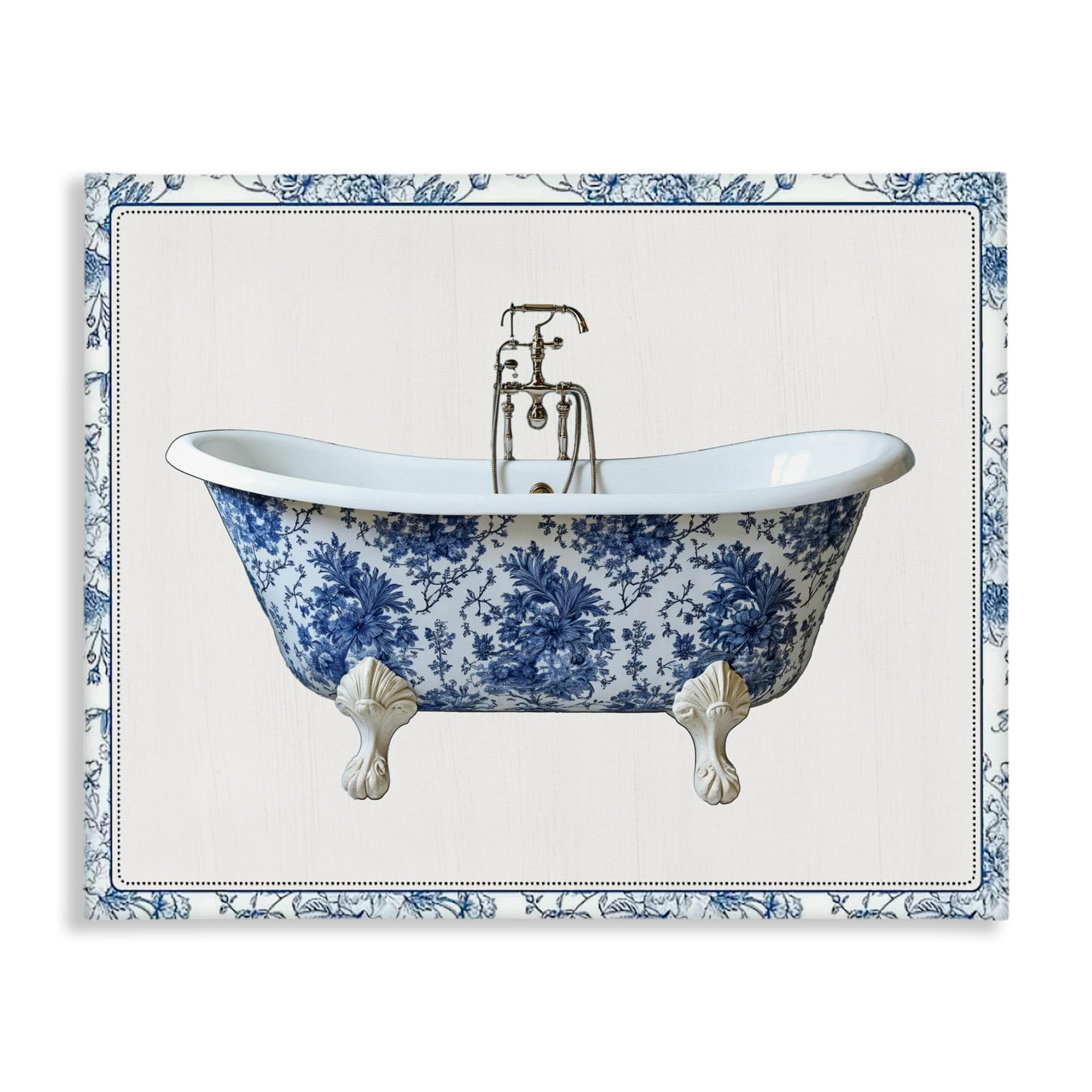 'Vintage Chinoiserie Bathtub'| Canvas Art