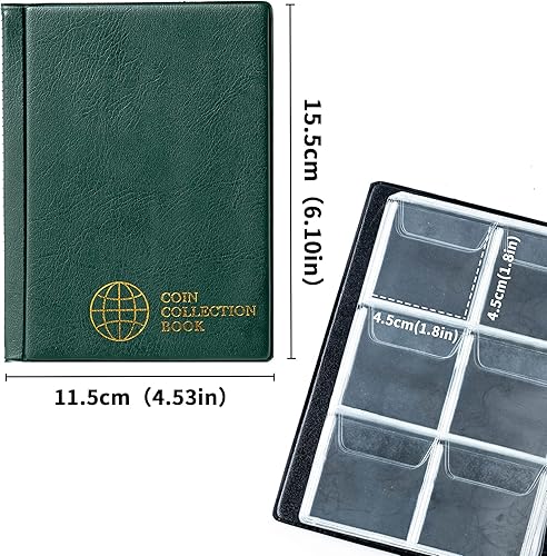 Miniatura 8 de Álbum de colección de monedas, 120 bolsillos, 1.2 x 1.2 pulgadas, soporte para monedas, álbum de almacenamiento de monedas, bolsillo para