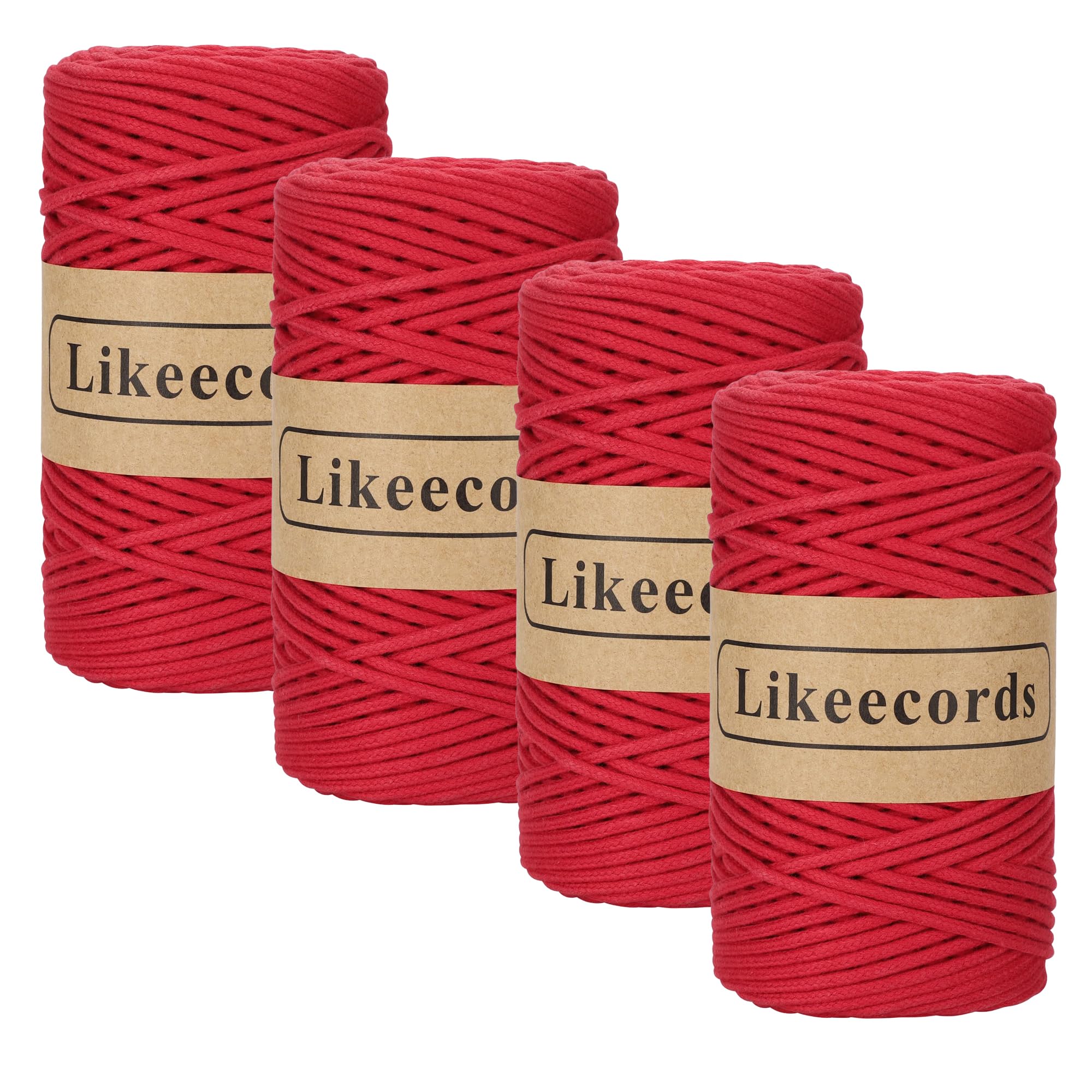 Cordon macramé 3mm en coton coloré rouge pour sublimer votre décoration intérieure bohème