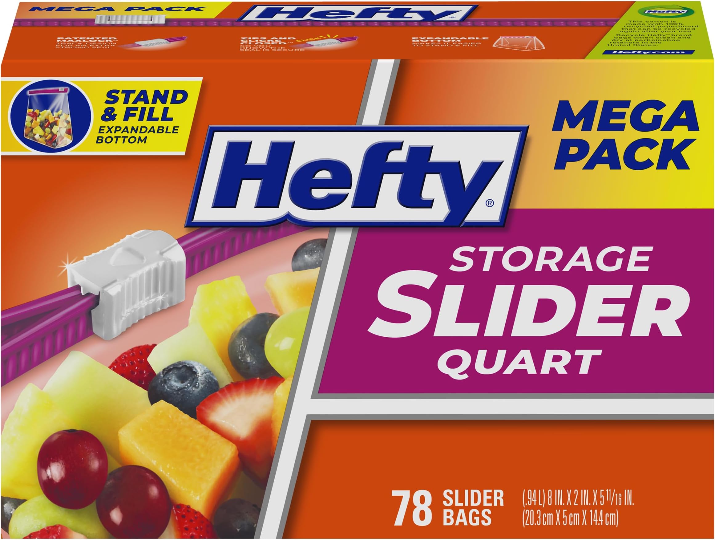Hefty Slider Freezer Storage Bags, Gallon Size, 25 Count Health & Household