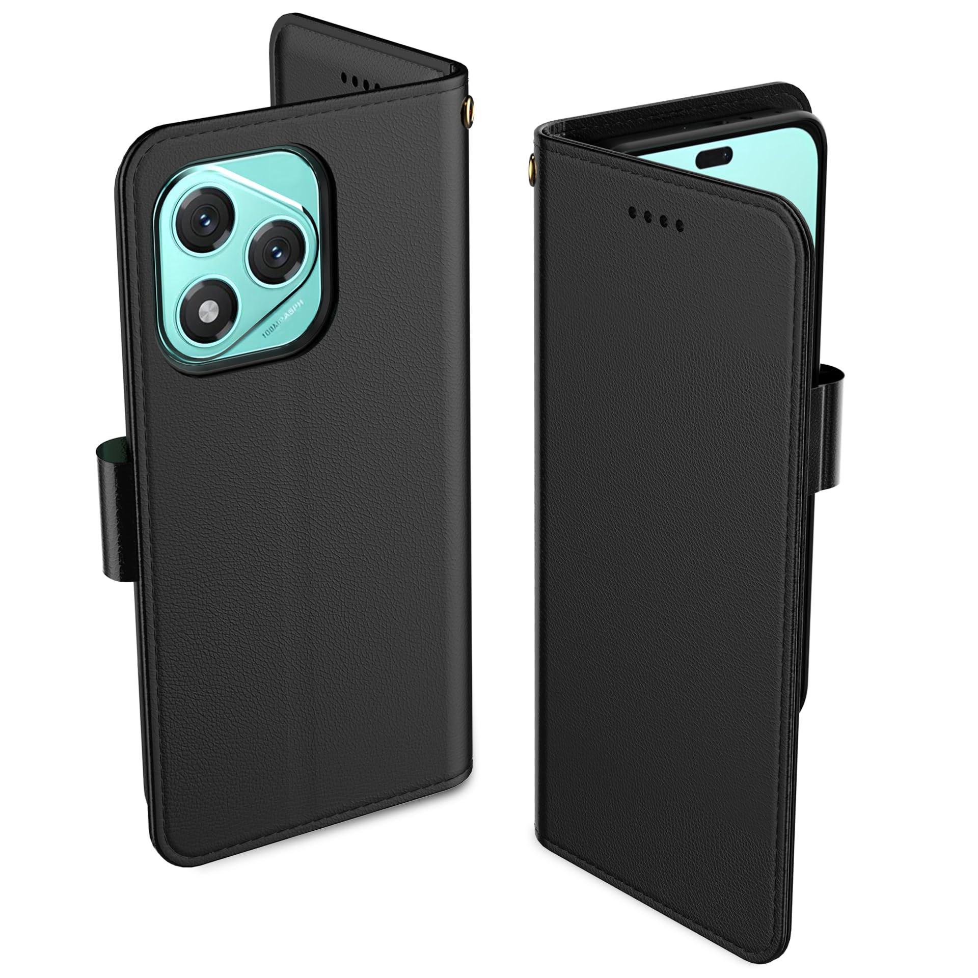 Aiziki Custodia per Honor 400 Lite, Copertura Protettiva in Pelle PU Premium, Pieghevole, Aspirazione Magnetica, Prevenzione Delle Cadute, Carta Fessura - Nero