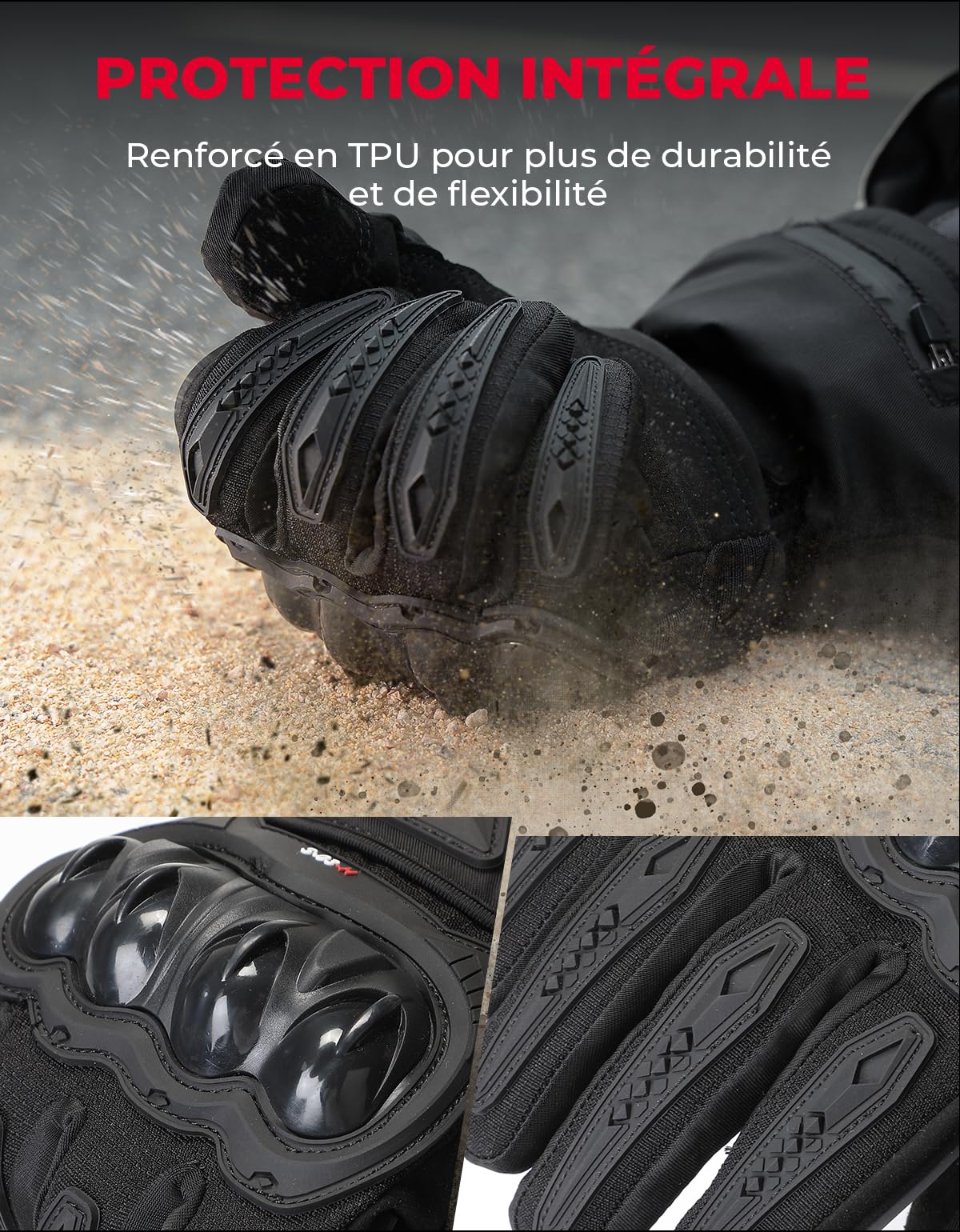 KEMIMOTO Gant Chauffant Moto, Réglage à 3 Niveaux avec Écran Tactile, Tissu Déperlant et Coque en TPU, Gant Moto Hiver 2500mAH pour Activités Hivernales en Plein Air, Ski et Patinage