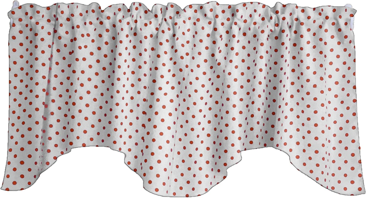Zen Creative Designs Small Polka Dots Print Scalloped Wave Cotton Window Valance Home Décor Bedroom Nursery Kitchen Window (White on Red)