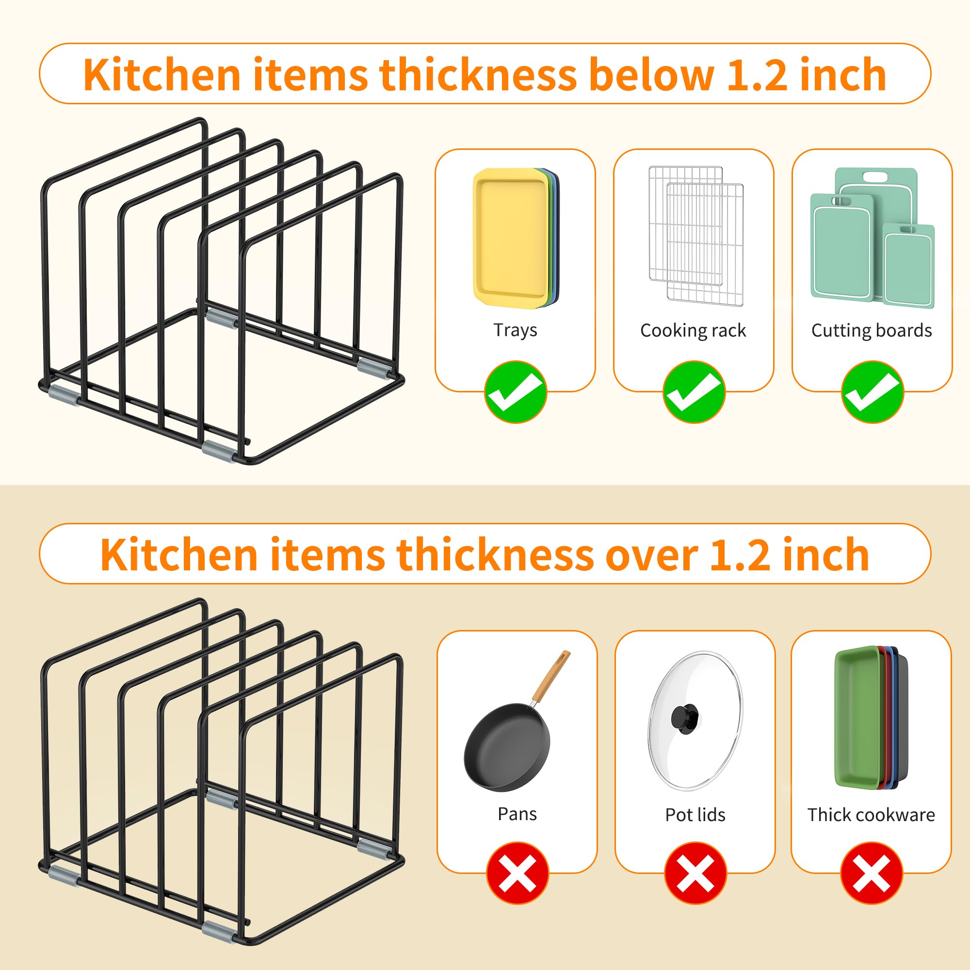 Schneidebrett-Organizer, Küchenschrank-Organizer | Unterteiltes Gestell mit 5 Schlitzen für Backbleche – Keksblech-Organizer, Backblech-Halter, 2 Stück, groß